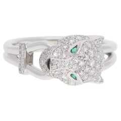 Vintage Panthère de Cartier Diamond Ring in White Gold