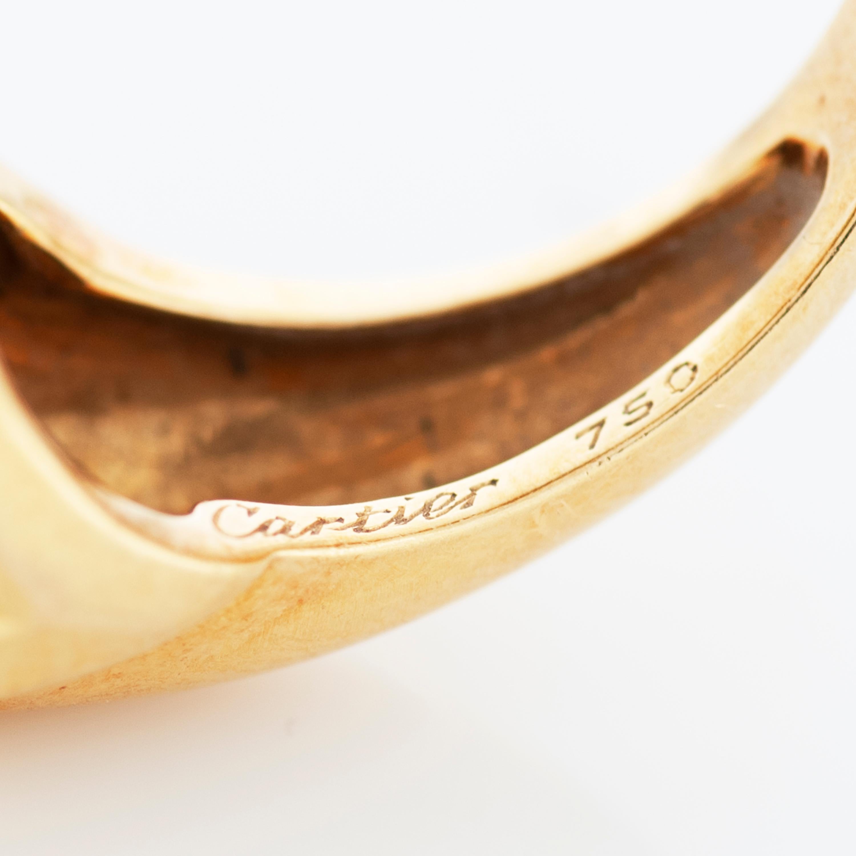 Vintage Panthere De Cartier Grüner Chrysopras Ring in 18k Gelbgold im Zustand „Gut“ im Angebot in Philadelphia, PA
