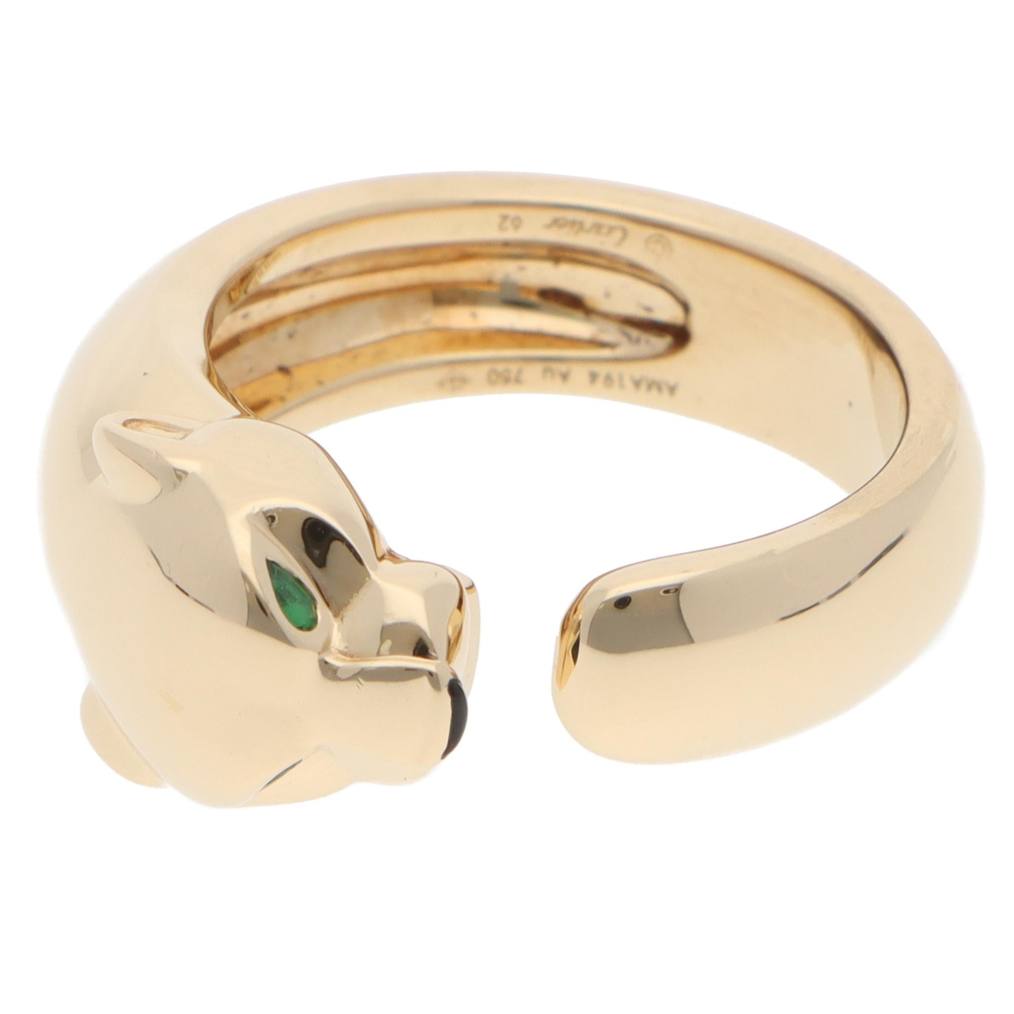 Round Cut Vintage Panthère de Cartier Ring in Yellow Gold For Sale