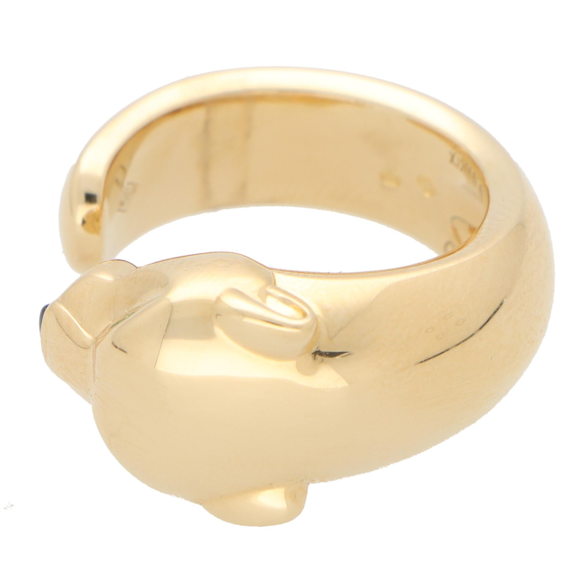Vintage Panthère de Cartier Ring with Tsavoirte Garnets Set in 18k Yellow Gold 2