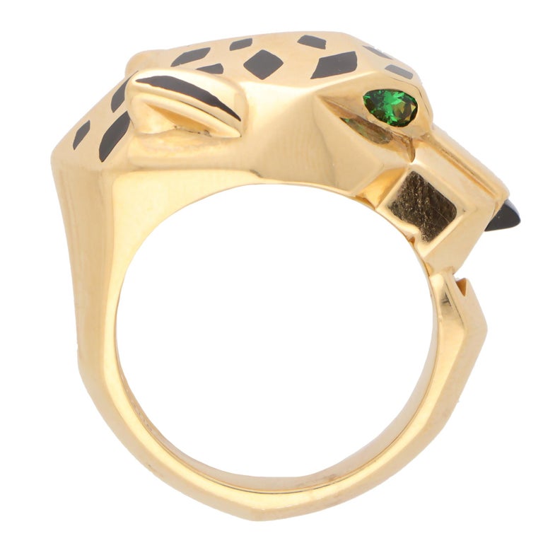 Vintage Panthère de Cartier Ring with Tsavorite Garents Onyx and Lacquer in  Gold at 1stDibs