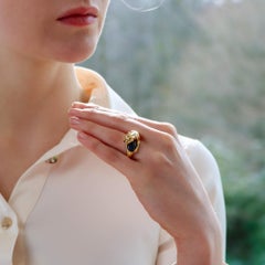 Vintage Panthère De Cartier Saphir und Smaragd Panther Ring Set in 18k Gold