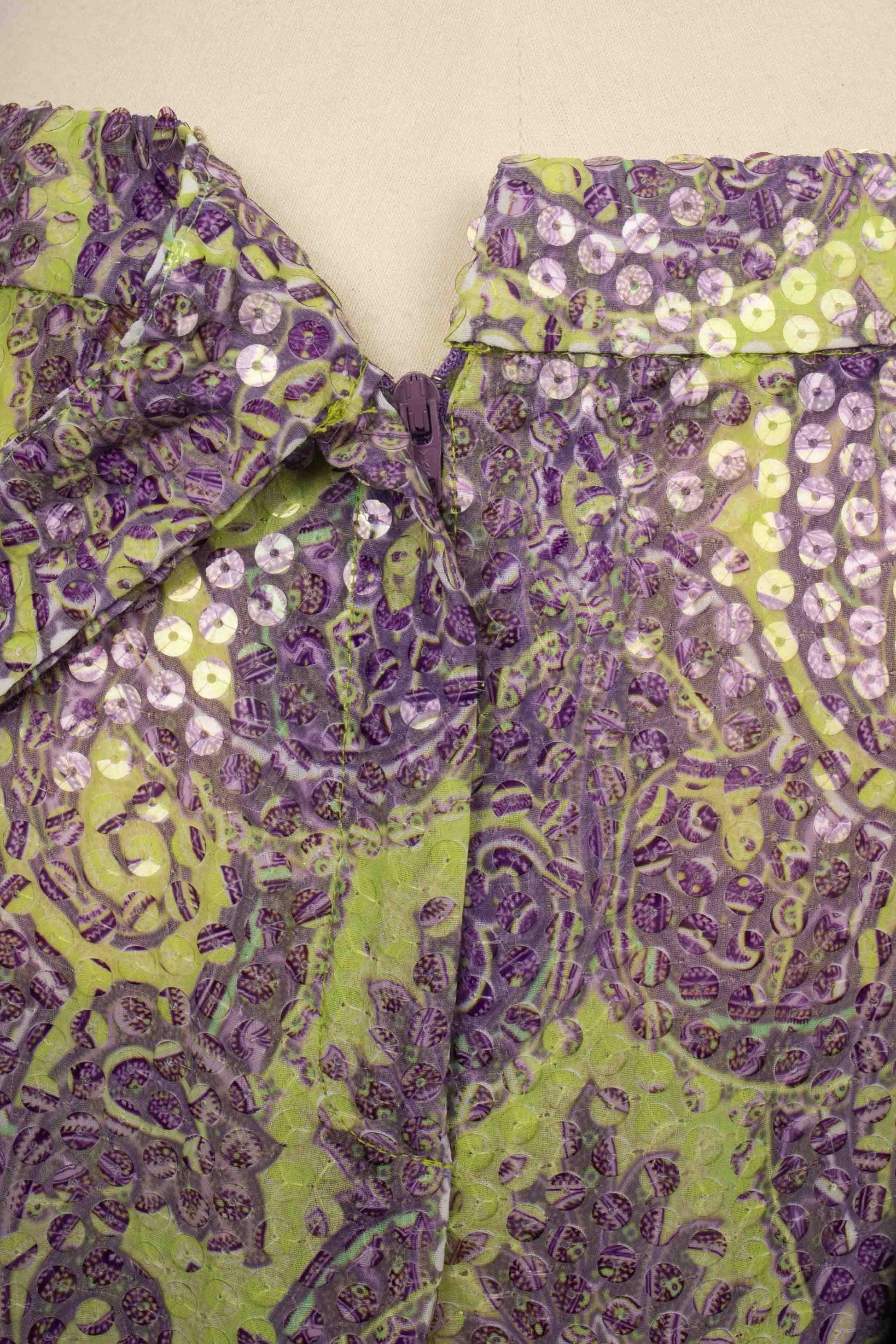 Vintage-Hose mit lila Mustern bedruckt im Zustand „Hervorragend“ im Angebot in SAINT-OUEN-SUR-SEINE, FR