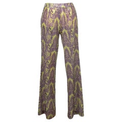 Pantalon vintage imprimé de motifs violets