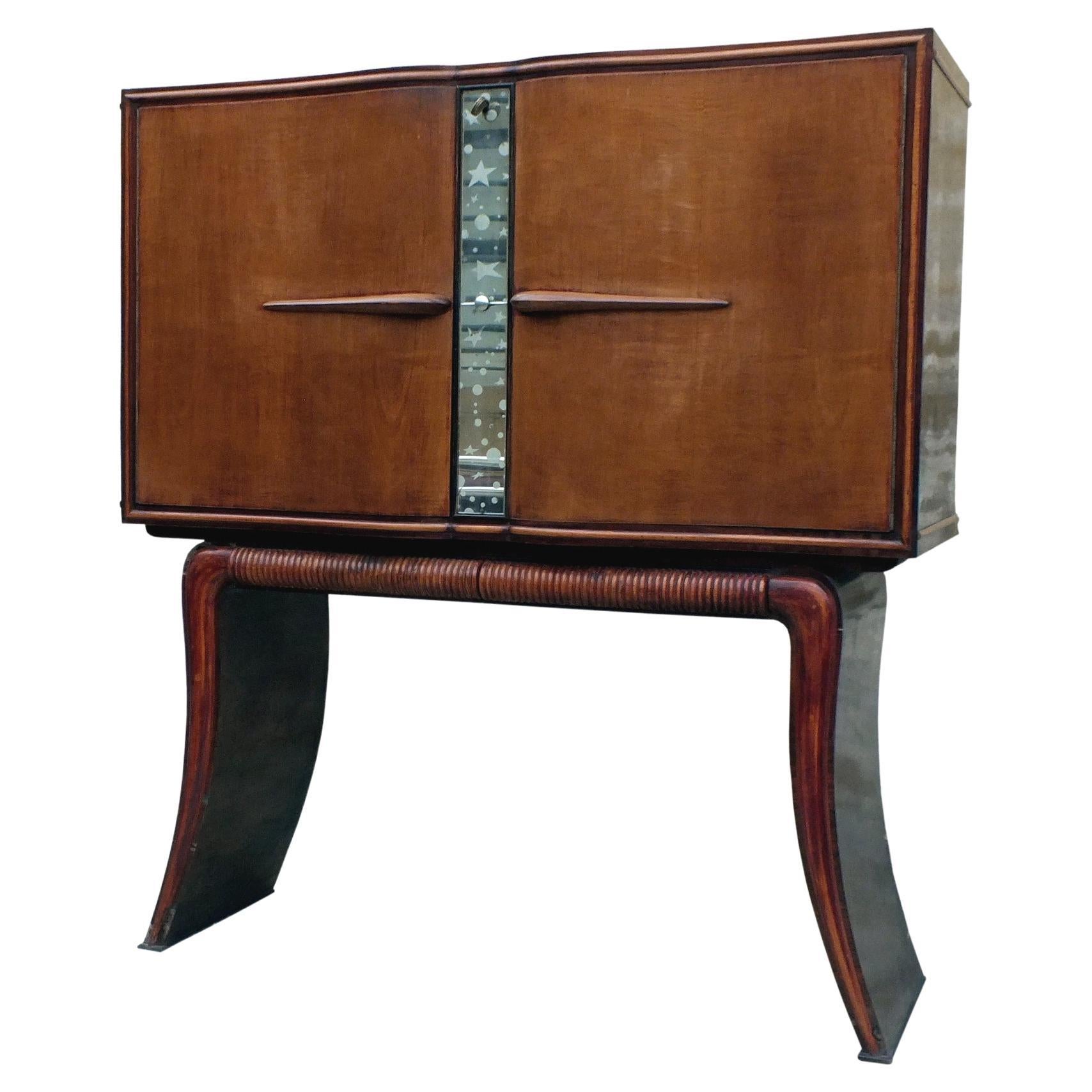 Rare Italian Art Moderne Freestanding Bar Cabinet By Paolo Buffa At