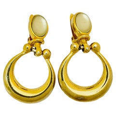 Vintage PAOLO GUCCI gold door knocker designer runway clip on earrings