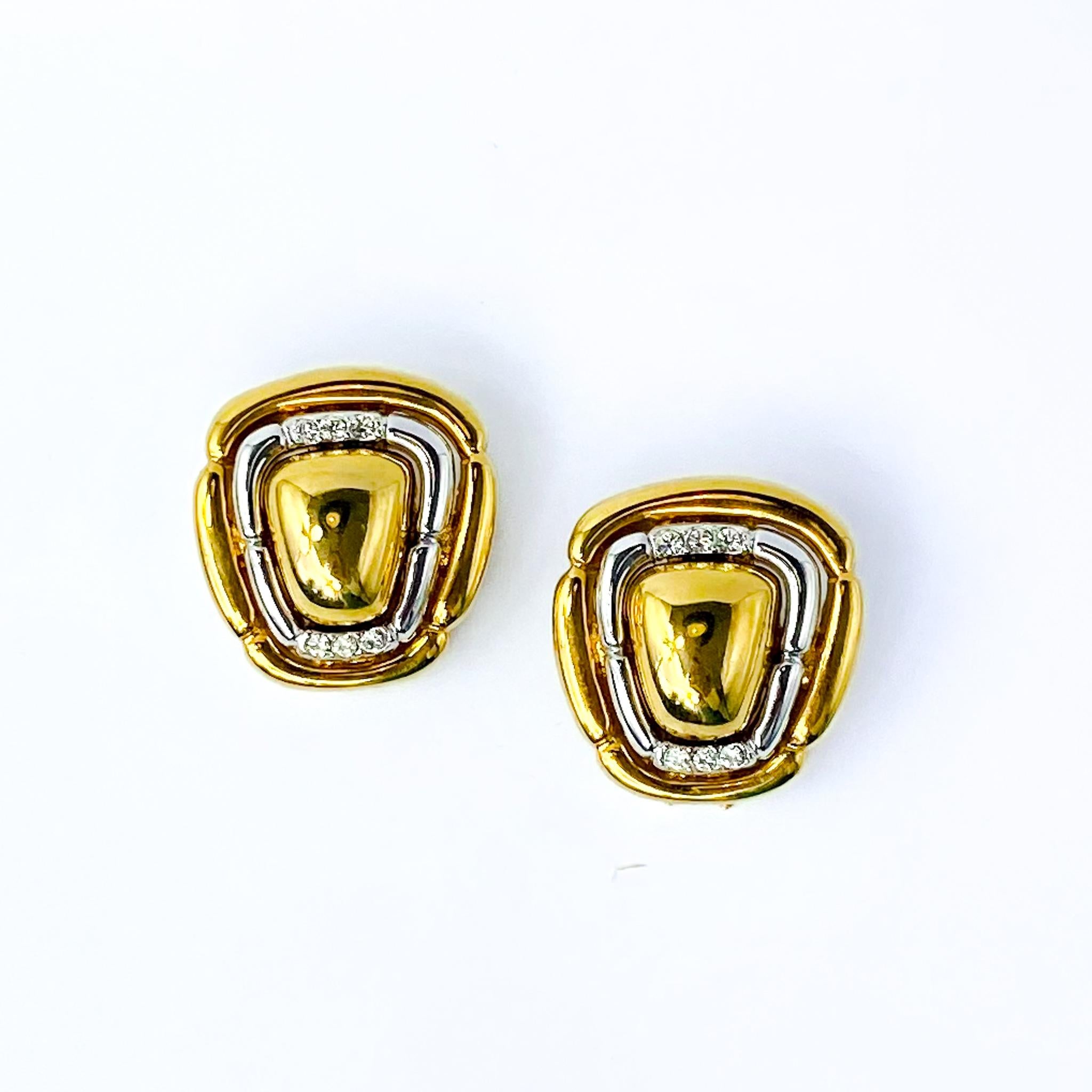 Vintage Paolo Gucci Gold Plated Earrings 1980s In Excellent Condition In London, GB