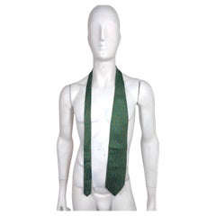 Vintage Paolo Gucci Silk Tie Chain Print Green Made in Italy
