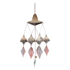 Vintage Paolo Soleri Arconsanti Clay Windbell Mobile with Multi-Color Fins