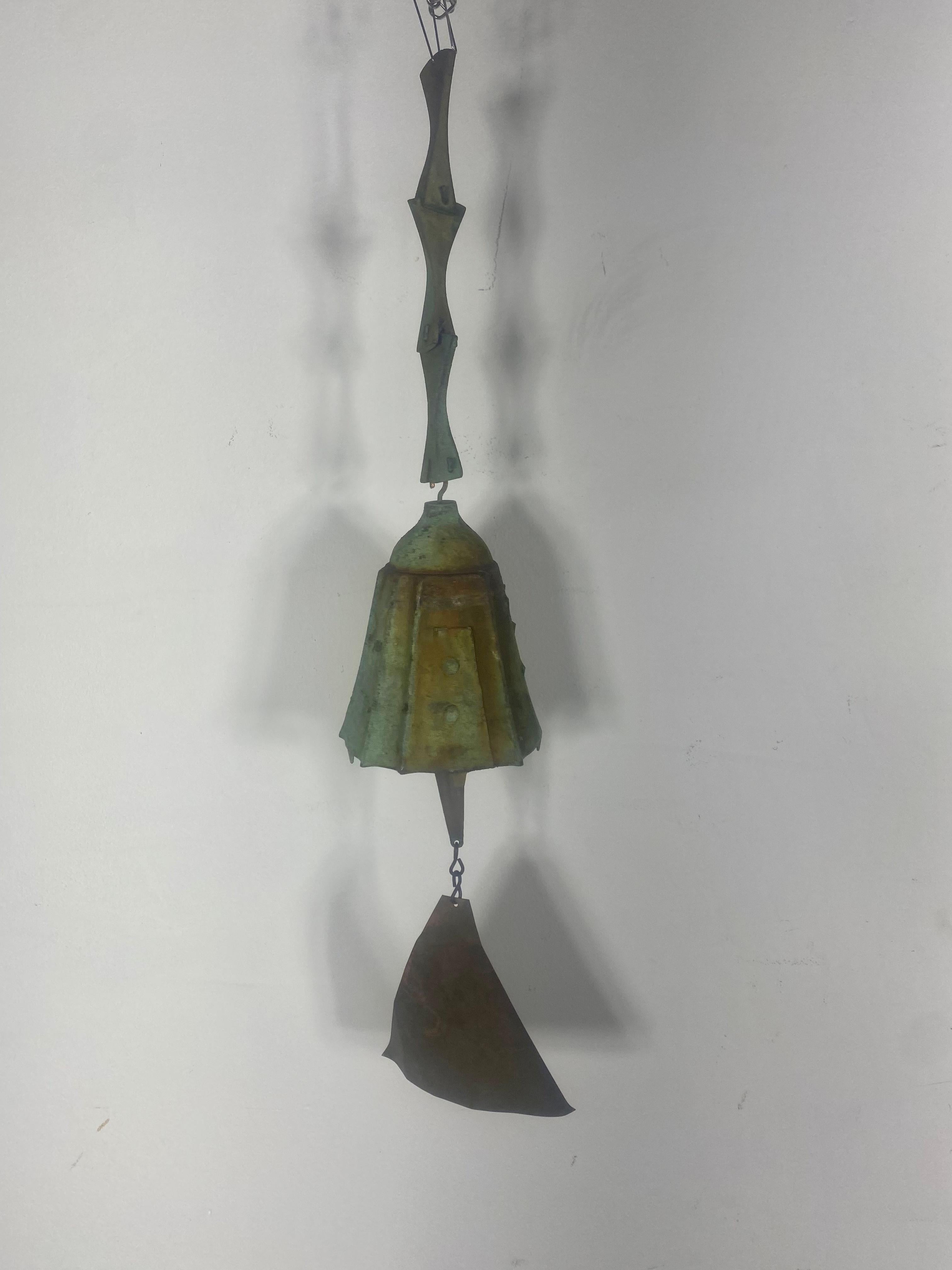 Brutalist Vintage Paolo Soleri Arconsanti Multi-Color Bronze Bell / Wind Chime For Sale
