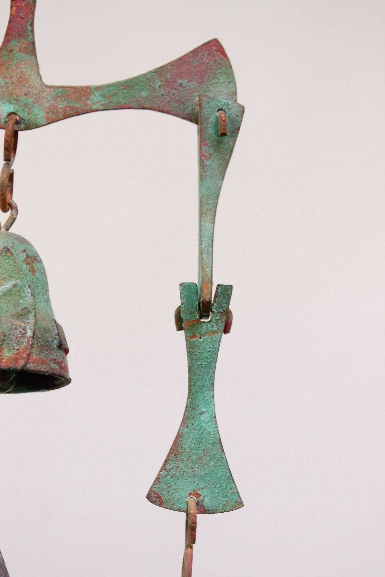 Vintage Paolo Soleri Arconsanti Multi-Color Bronze Three Bell / Wind Chime 4