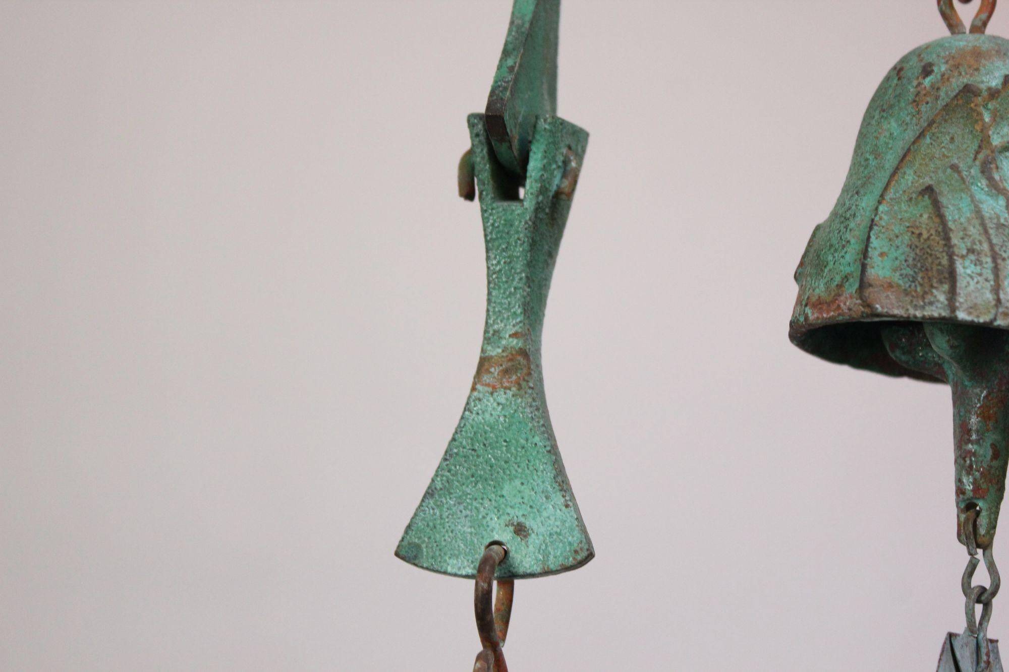Vintage Paolo Soleri Arconsanti Multi-Color Bronze Three Bell / Wind Chime 9