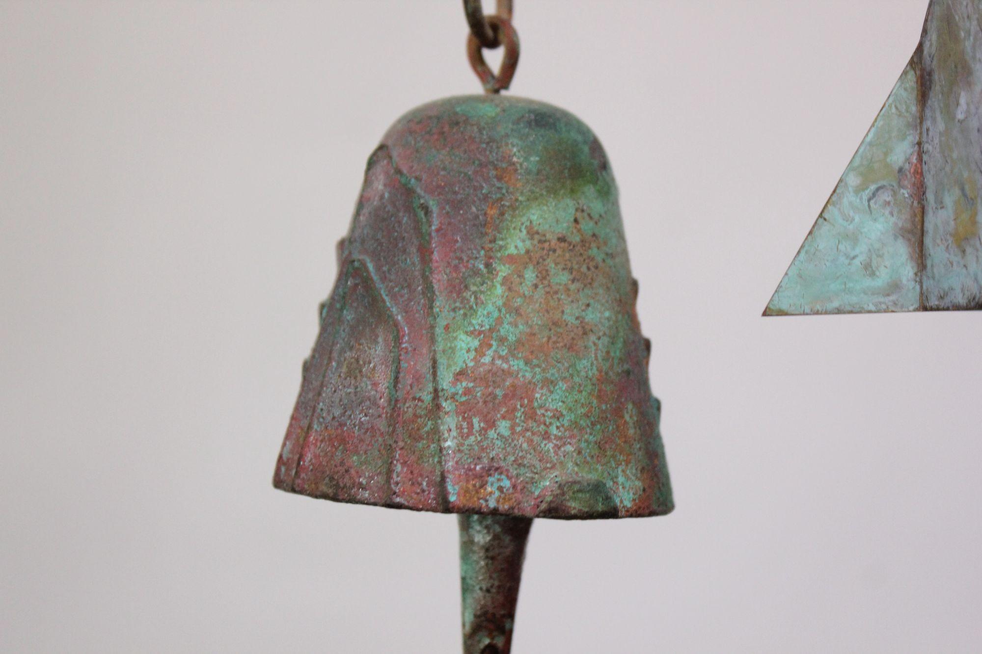 Vintage Paolo Soleri Arconsanti Multi-Color Bronze Three Bell / Wind Chime 2