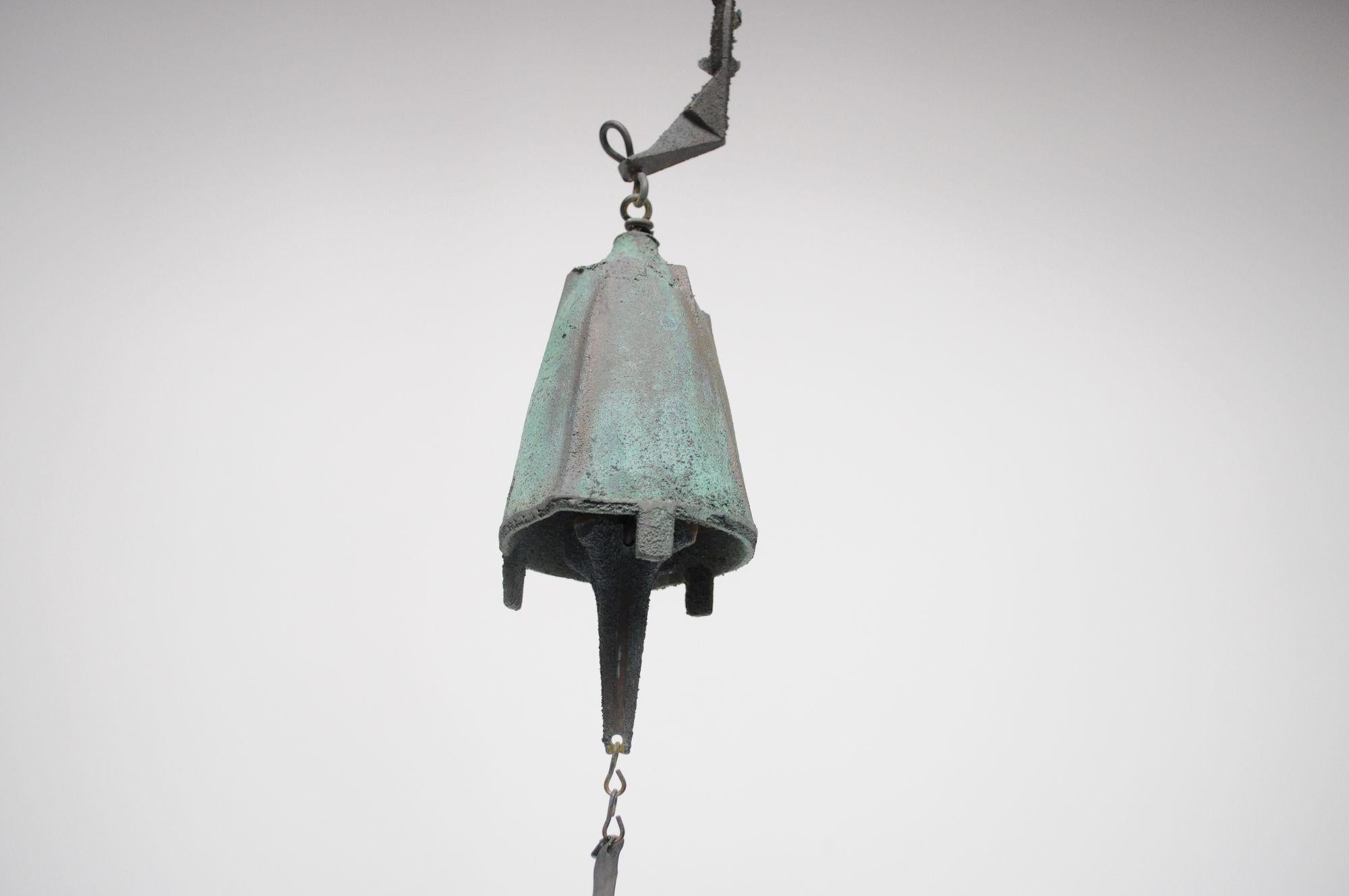Metallo Campana a vento d'epoca Paolo Soleri Arconsanti in bronzo patinato