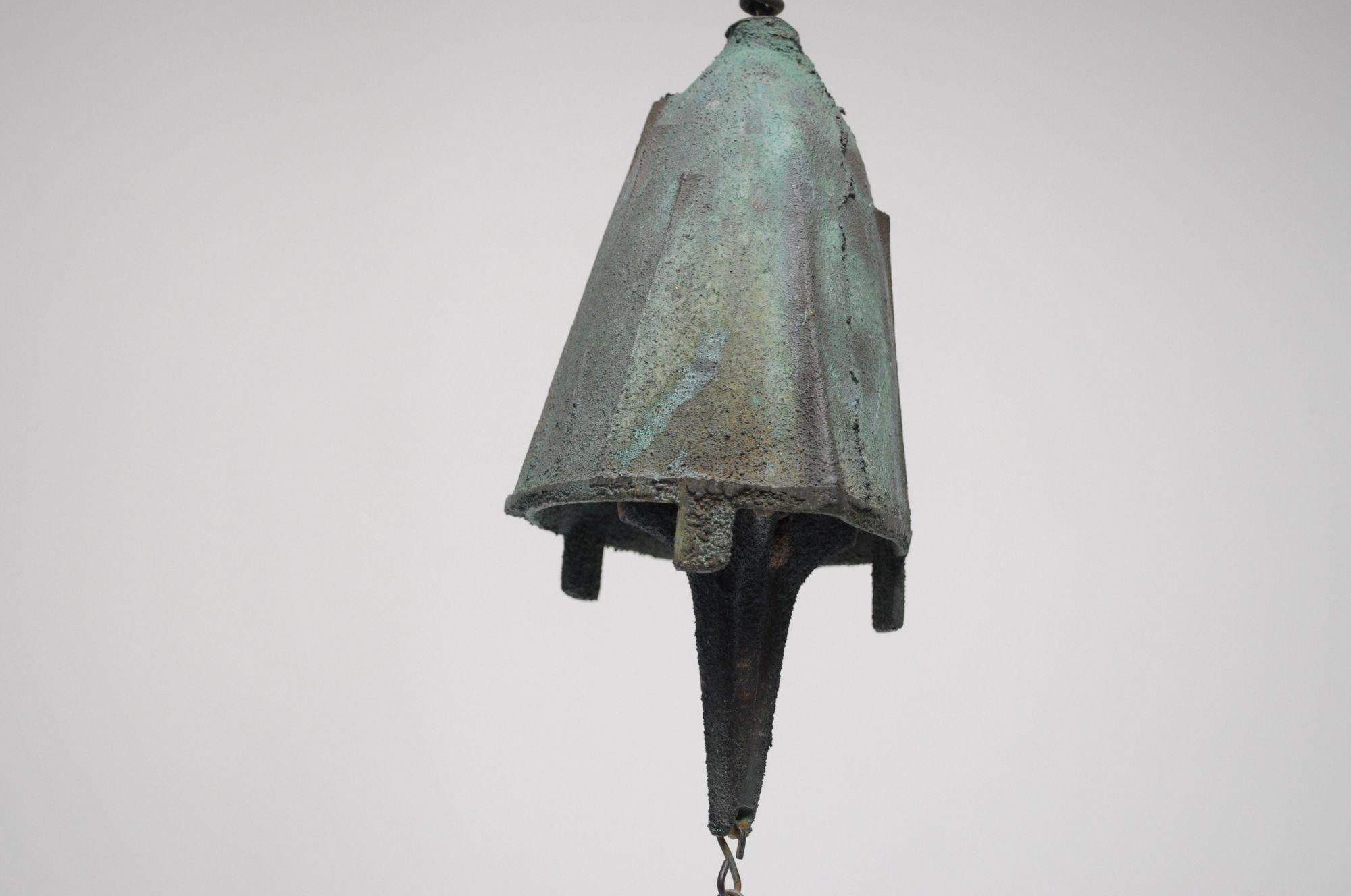 Campana a vento d'epoca Paolo Soleri Arconsanti in bronzo patinato 2