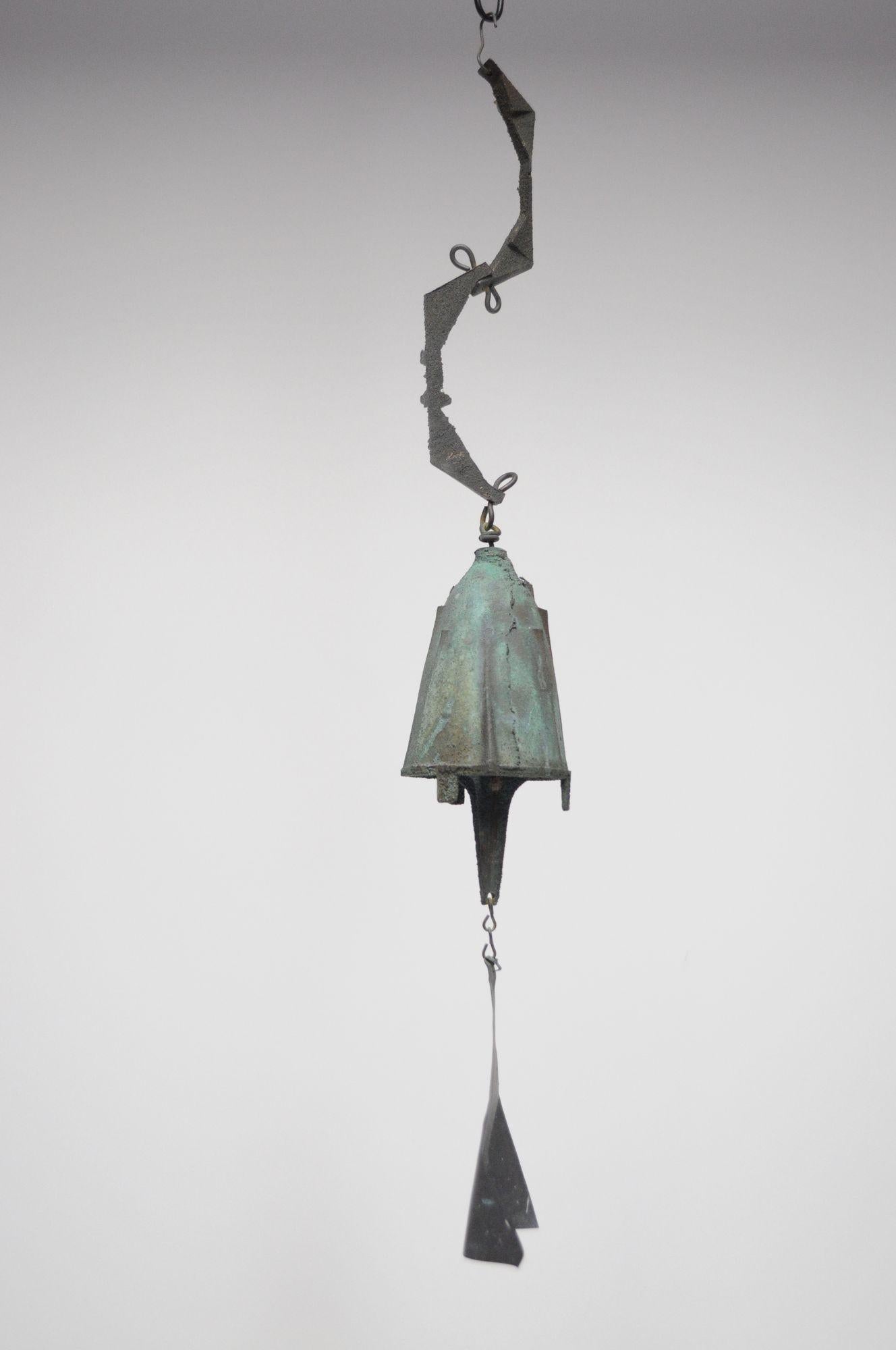 Campana a vento d'epoca Paolo Soleri Arconsanti in bronzo patinato 9