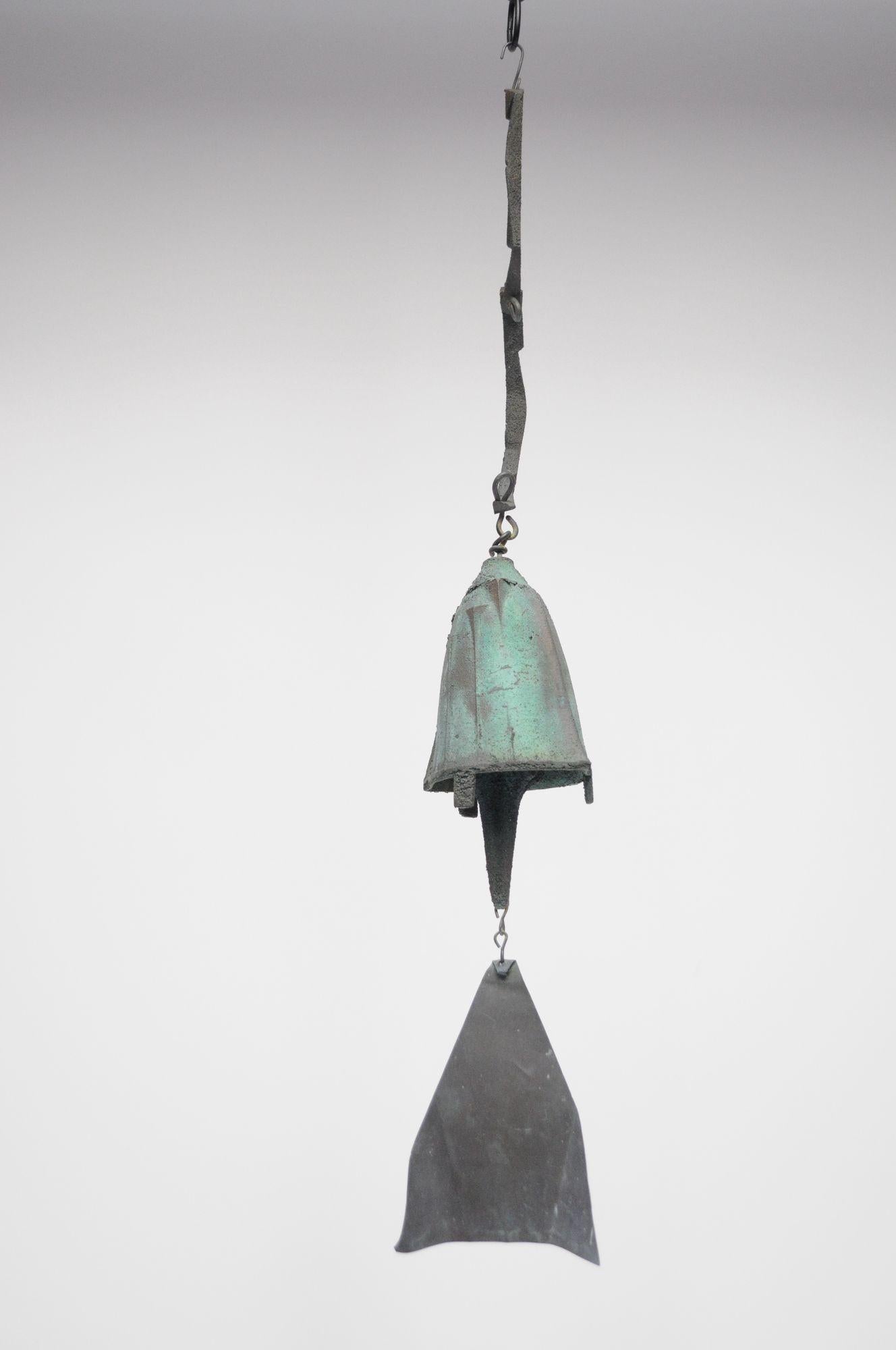 Brutalismo Campana a vento d'epoca Paolo Soleri Arconsanti in bronzo patinato