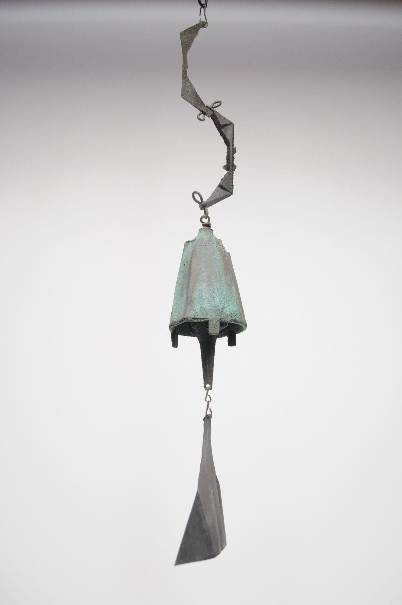 Americano Campana a vento d'epoca Paolo Soleri Arconsanti in bronzo patinato