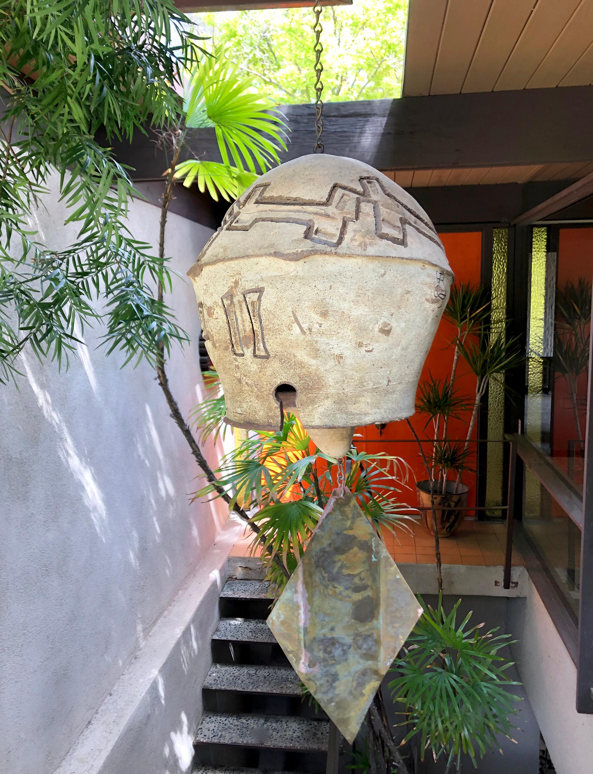 Large ceramic bell created by sculptor and architect Paolo Soleri. Bell measures: 10