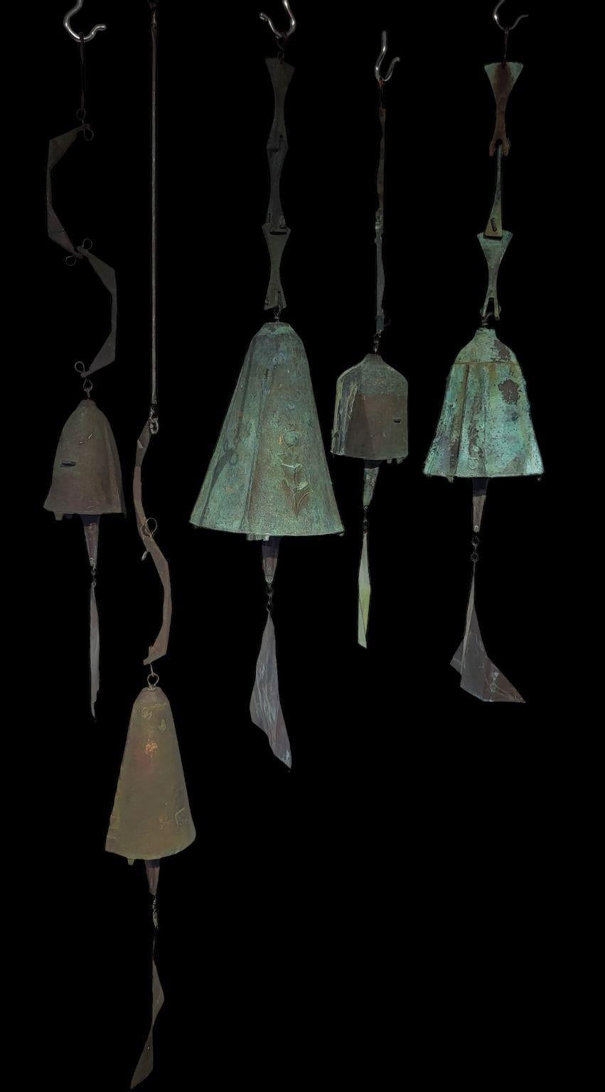 Vintage Paolo Soleri Set di cinque campane a vento C.C. 1960 in vendita 8