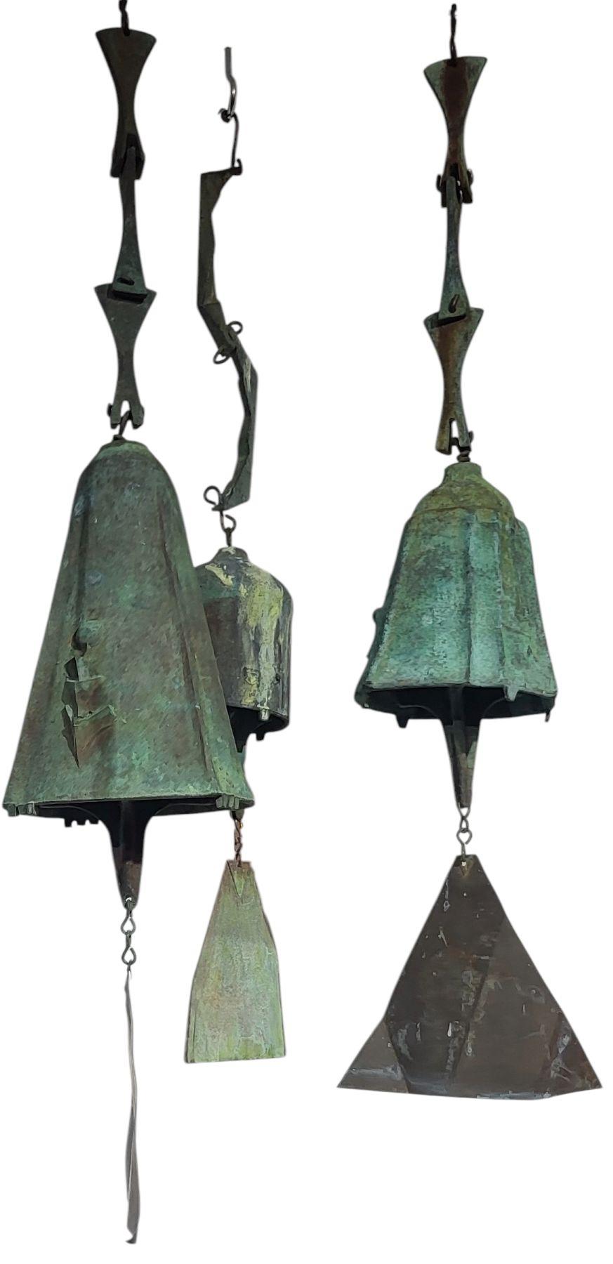 Mid-Century moderno Vintage Paolo Soleri Set di cinque campane a vento C.C. 1960 in vendita