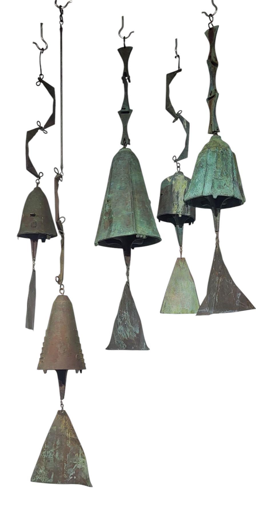 Americano Vintage Paolo Soleri Set di cinque campane a vento C.C. 1960 in vendita
