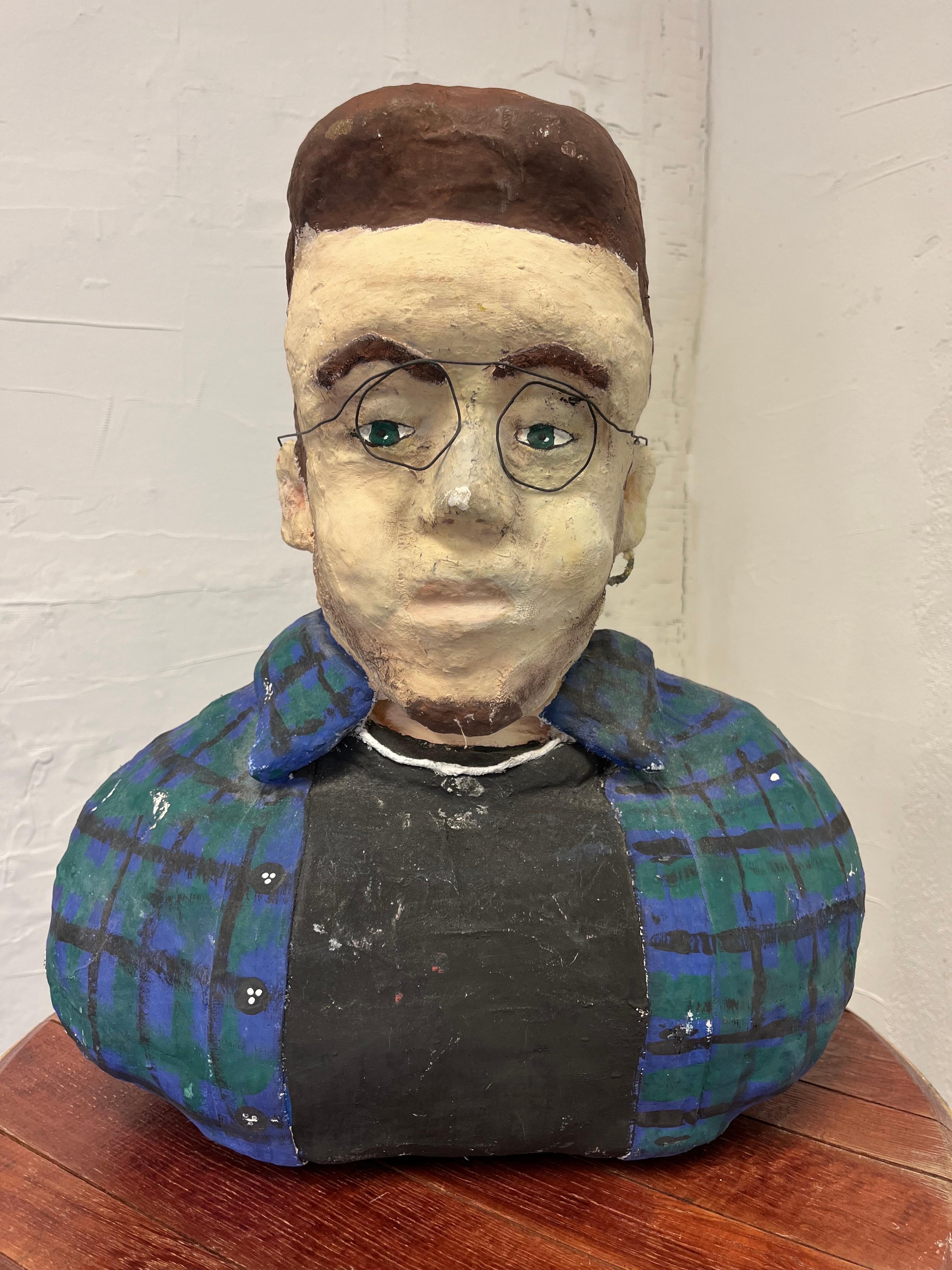 Expressionniste Buste vintage en papier mâché Sculpture en vente