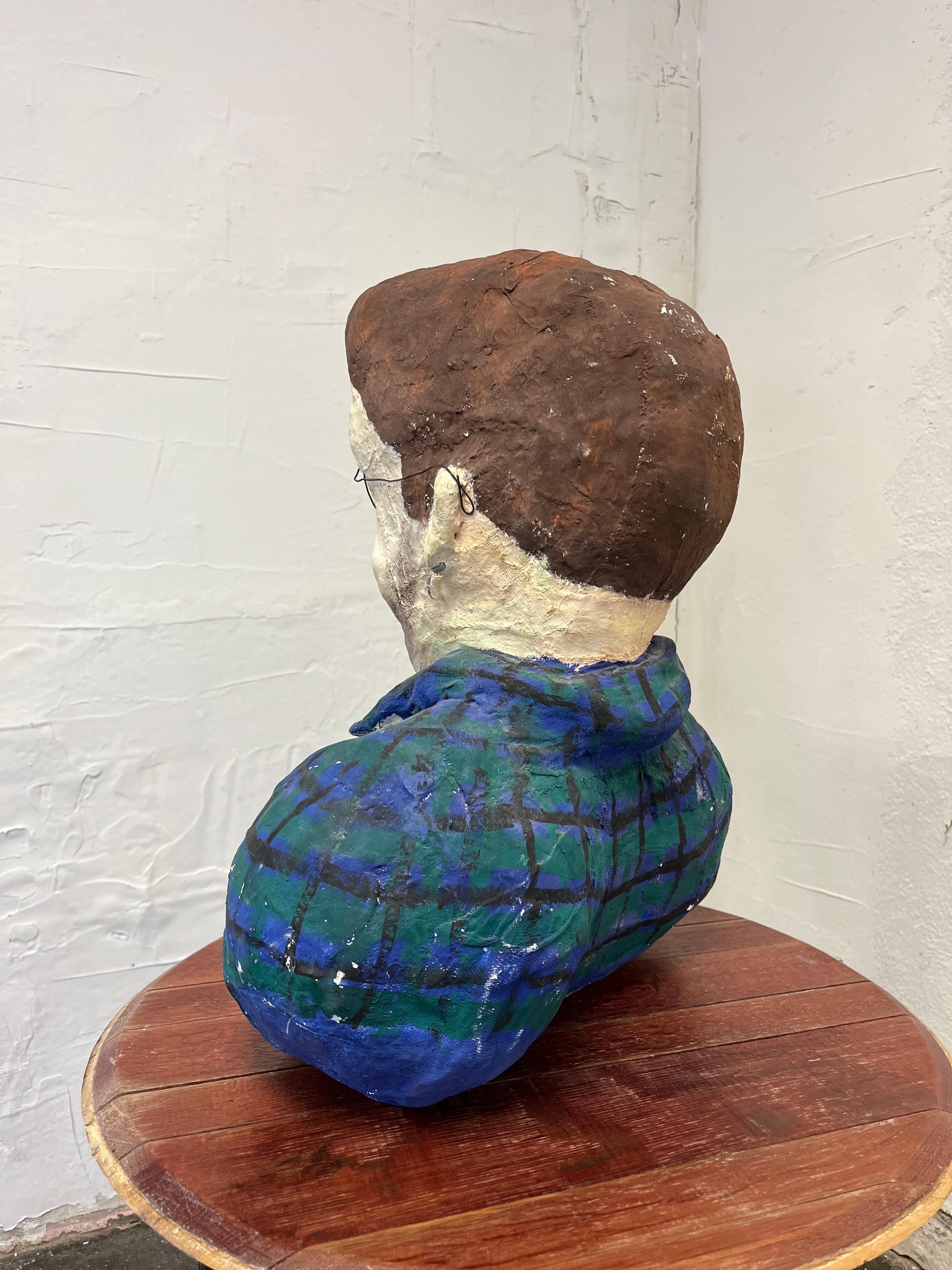 20ième siècle Buste vintage en papier mâché Sculpture en vente