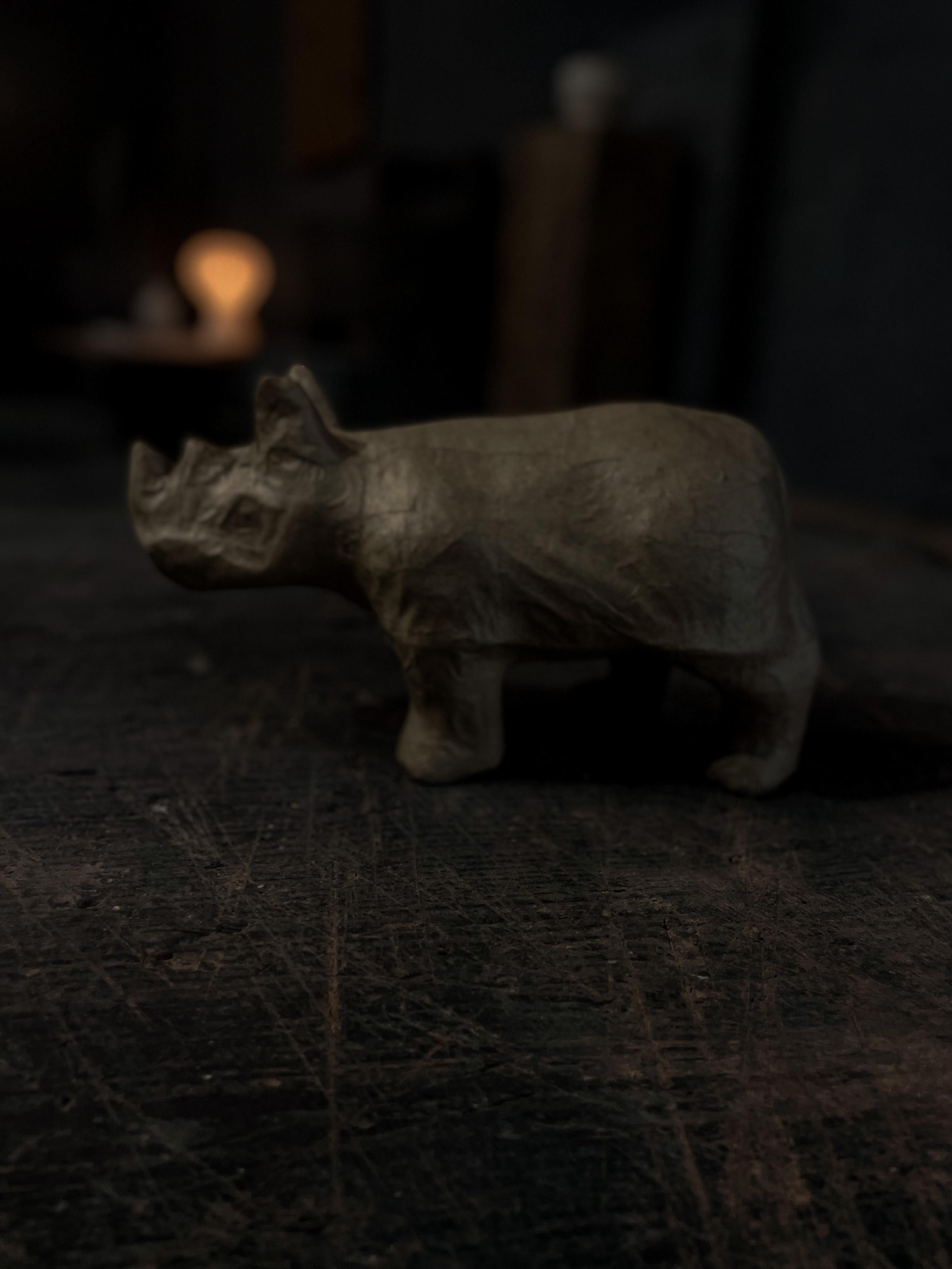 Indian Vintage Paper Mache Rhino Sculpture Figure  For Sale