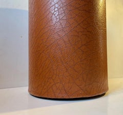 Vintage Paper Waste Basket in Faux Brown Leather, 1950s