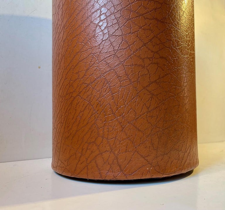 Vintage Paper Waste Basket in Faux Brown Leather, 1950s at 1stDibs