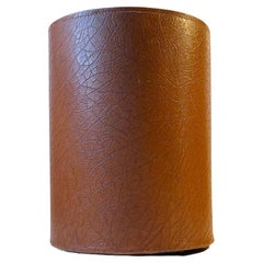 Vintage Paper Waste Basket in Faux Brown Leather, 1950s