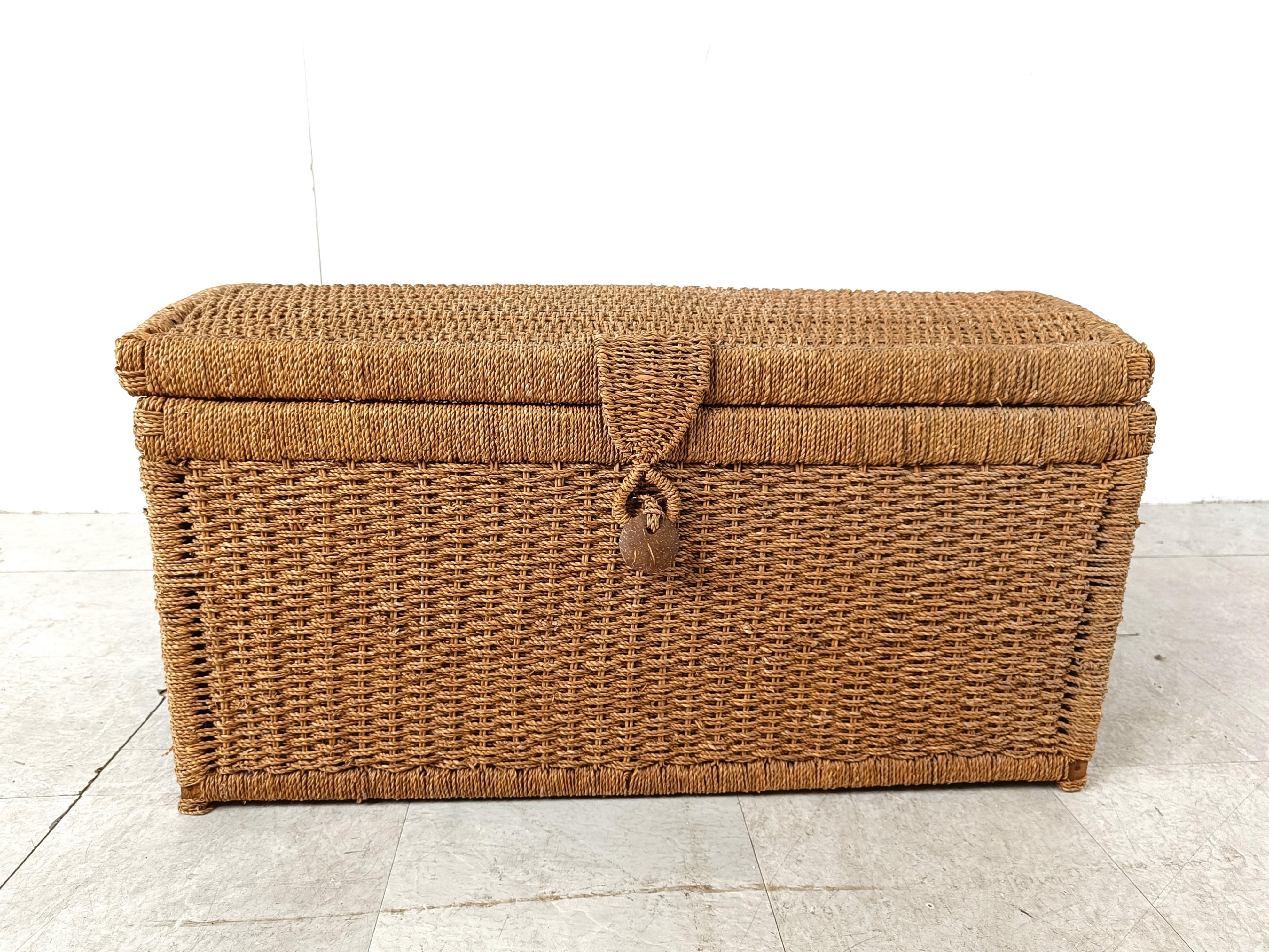 Bohemian Vintage papercord chest, 1970s For Sale