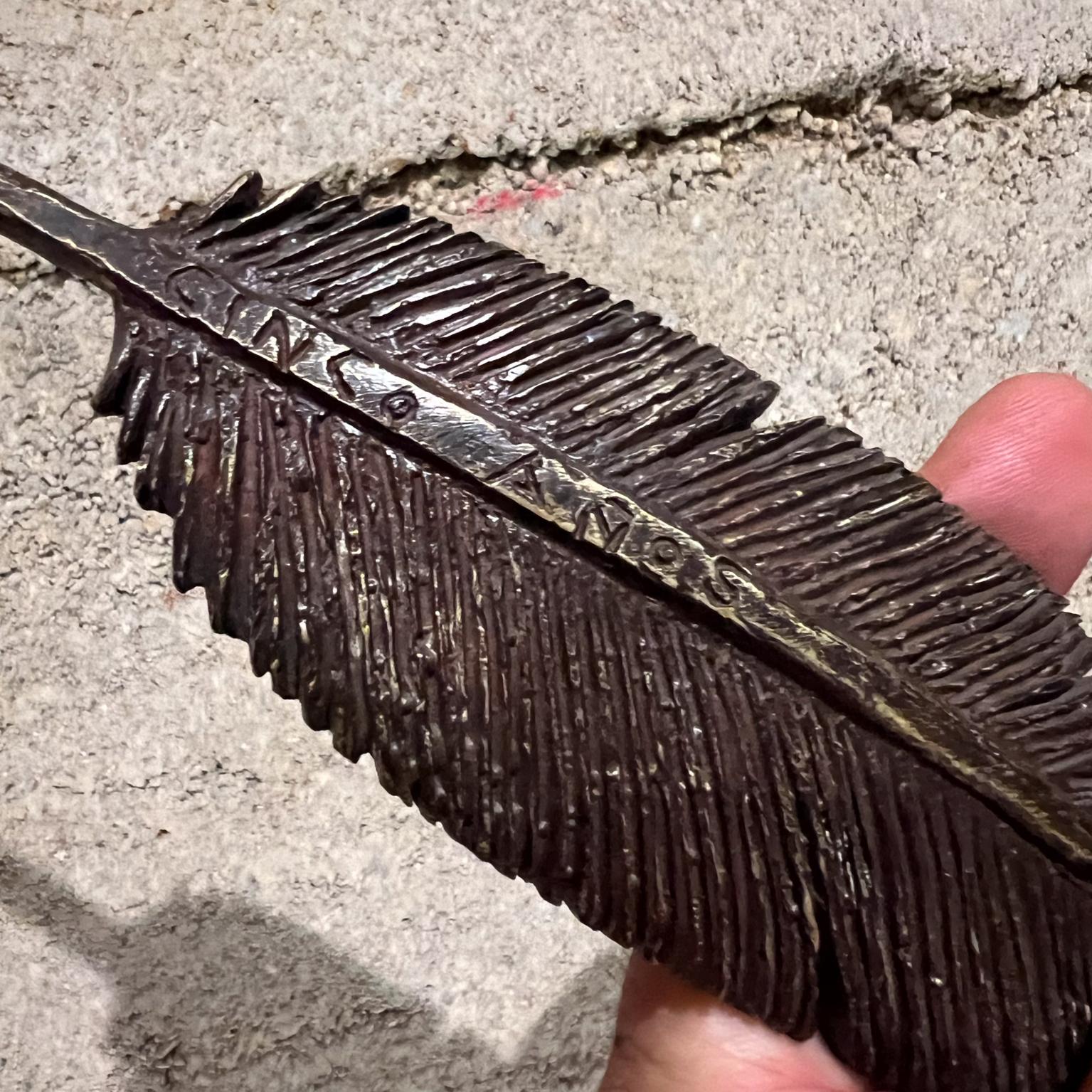 20th Century Vintage Paperweight Feather Bronze For Sale