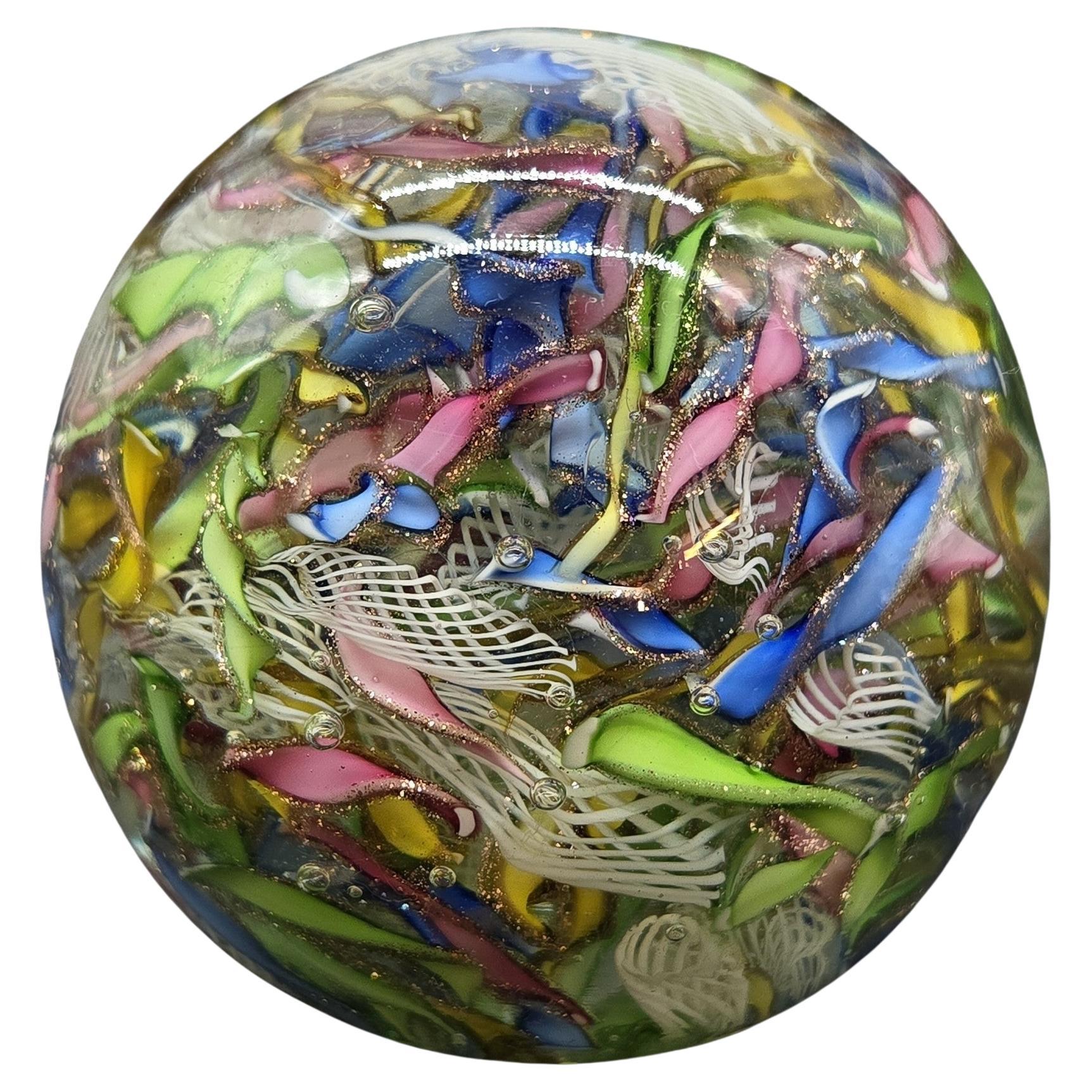 Vintage paperweight made from Murano glass, also called scrambled glass, c1930