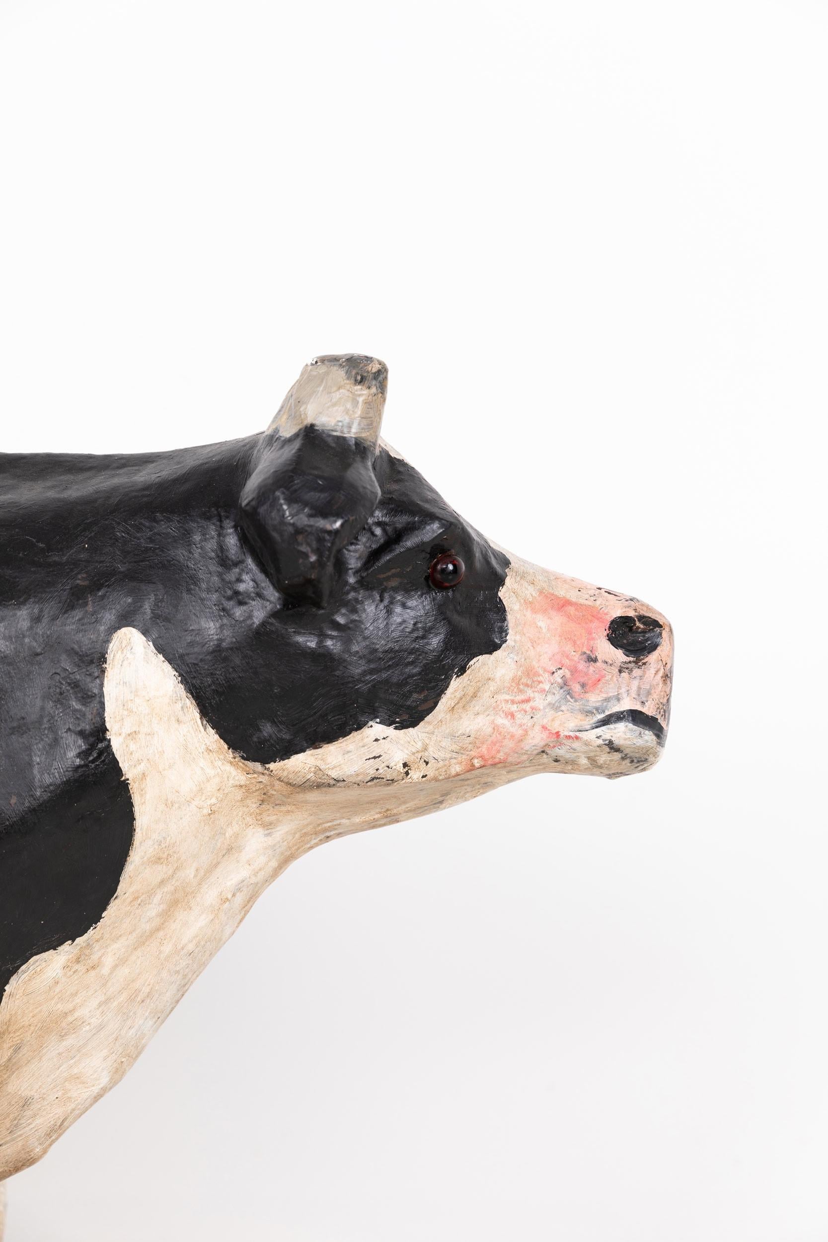 Industriel Panneau de commerce de vaches hollandaises vintage en papier mâché, vers 1950