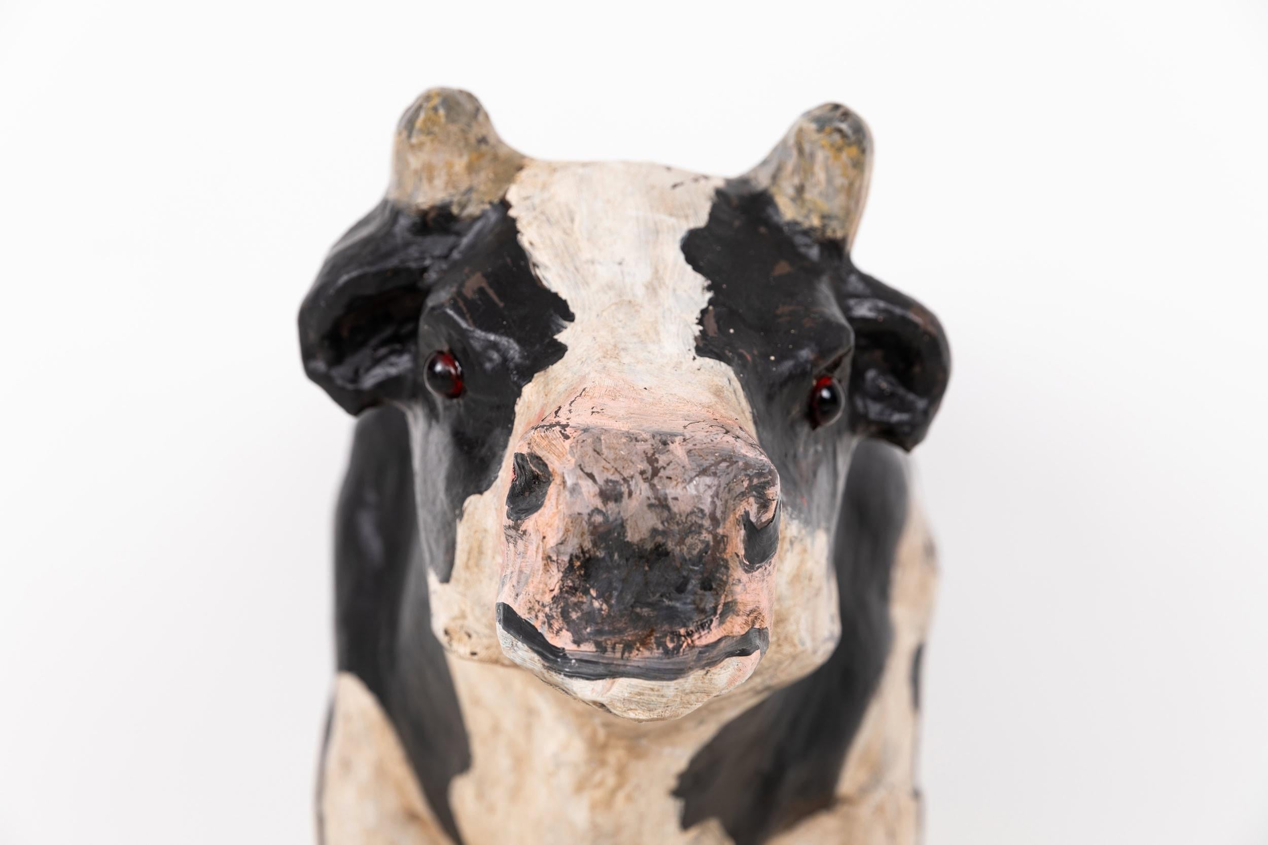 20ième siècle Panneau de commerce de vaches hollandaises vintage en papier mâché, vers 1950