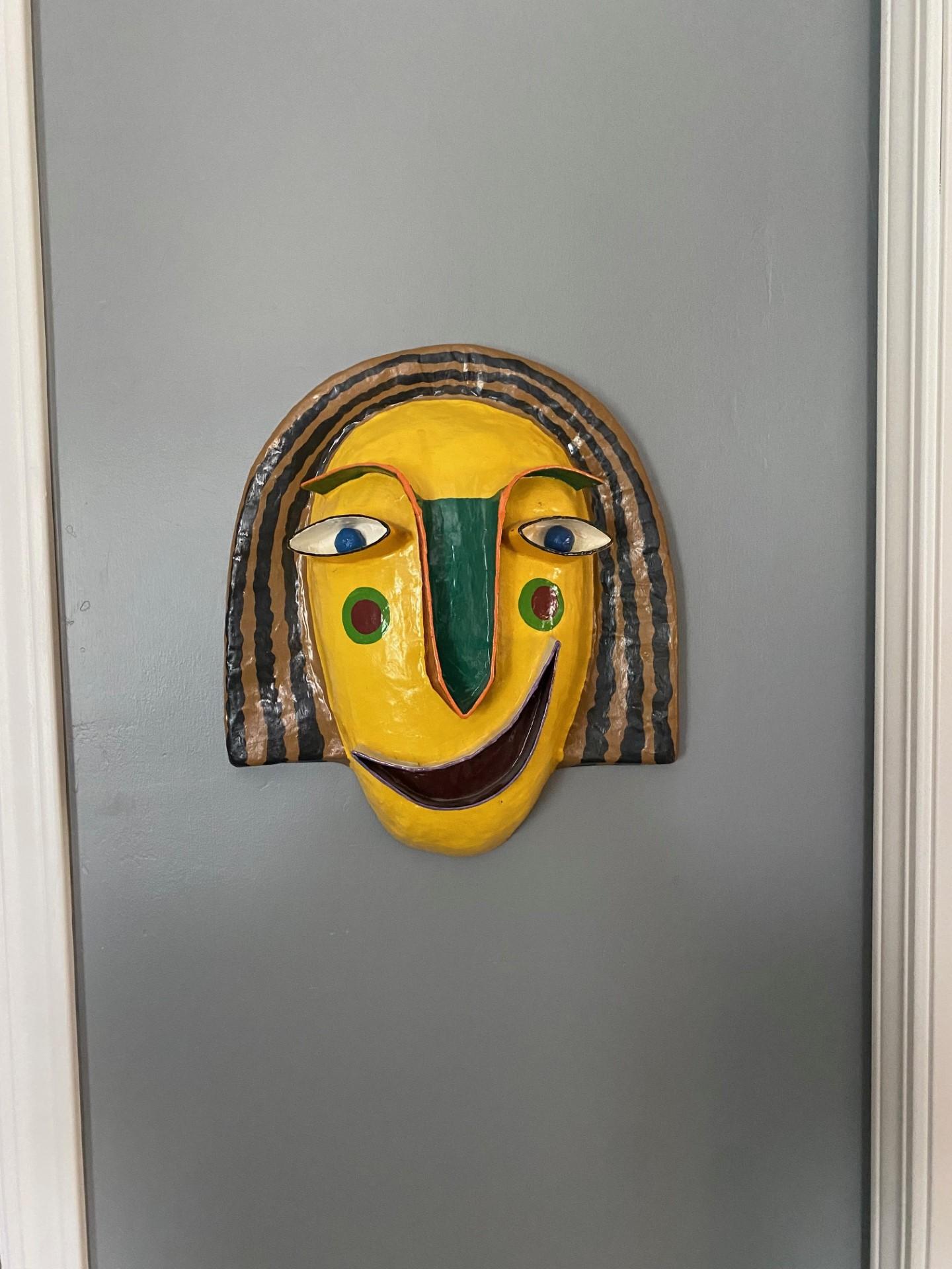 Modern Vintage Papier Mache Face Mask Sculpture