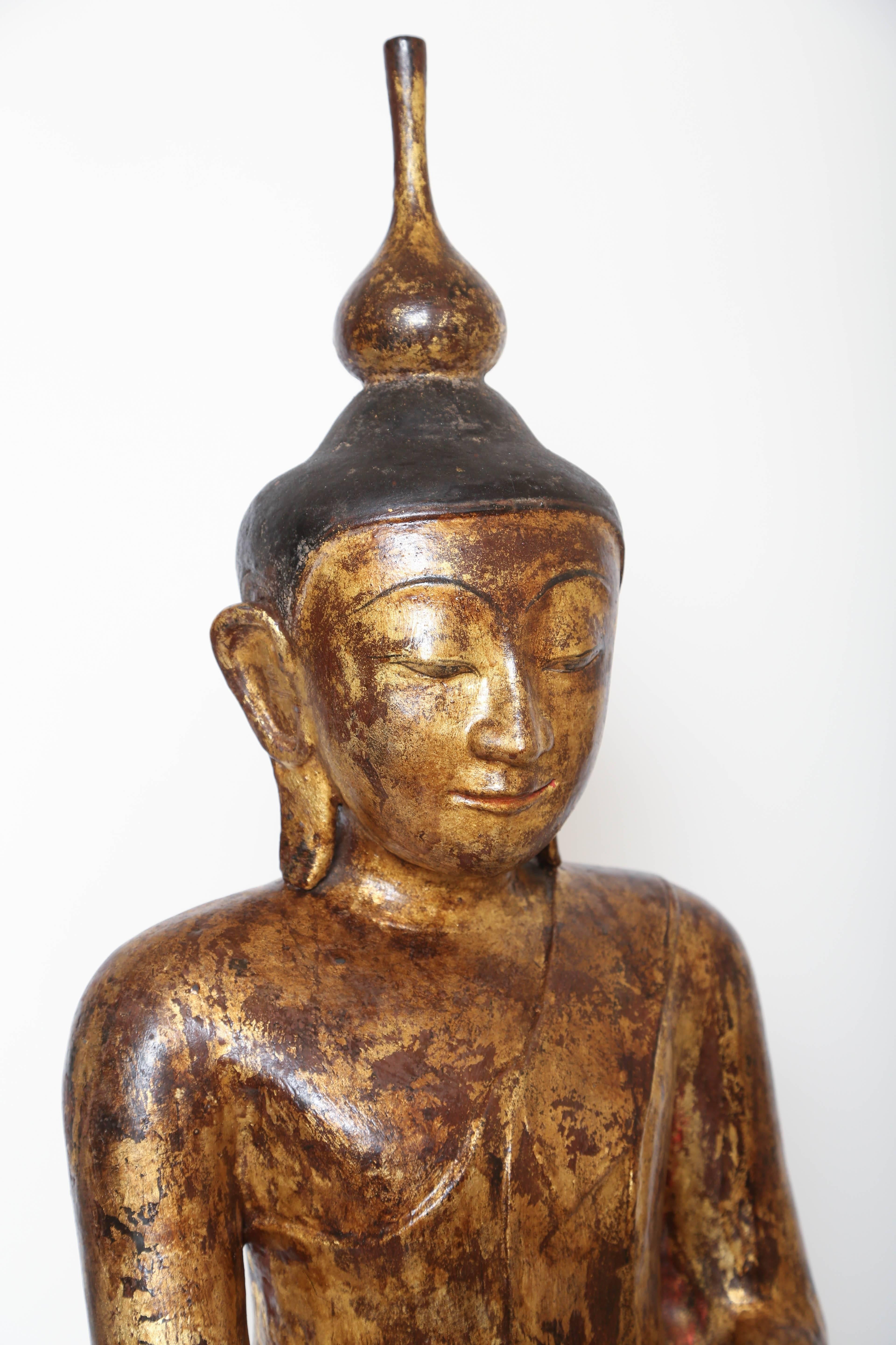 Asiatique Colis vintage en papier mâché - Bouddha doré en vente