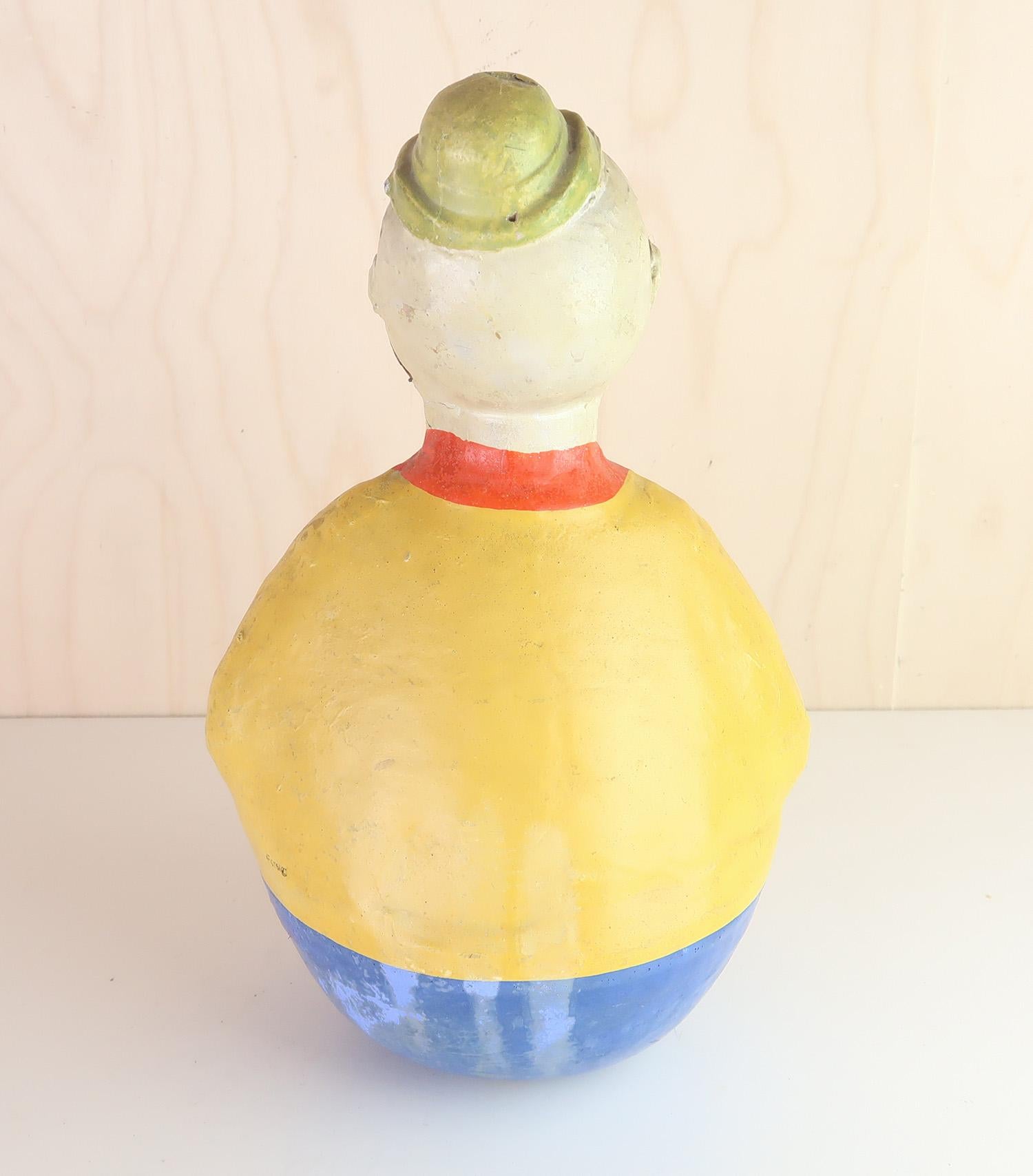 German Vintage Papier Mache Rocking Toy Clown Figure. 1920's. For Sale