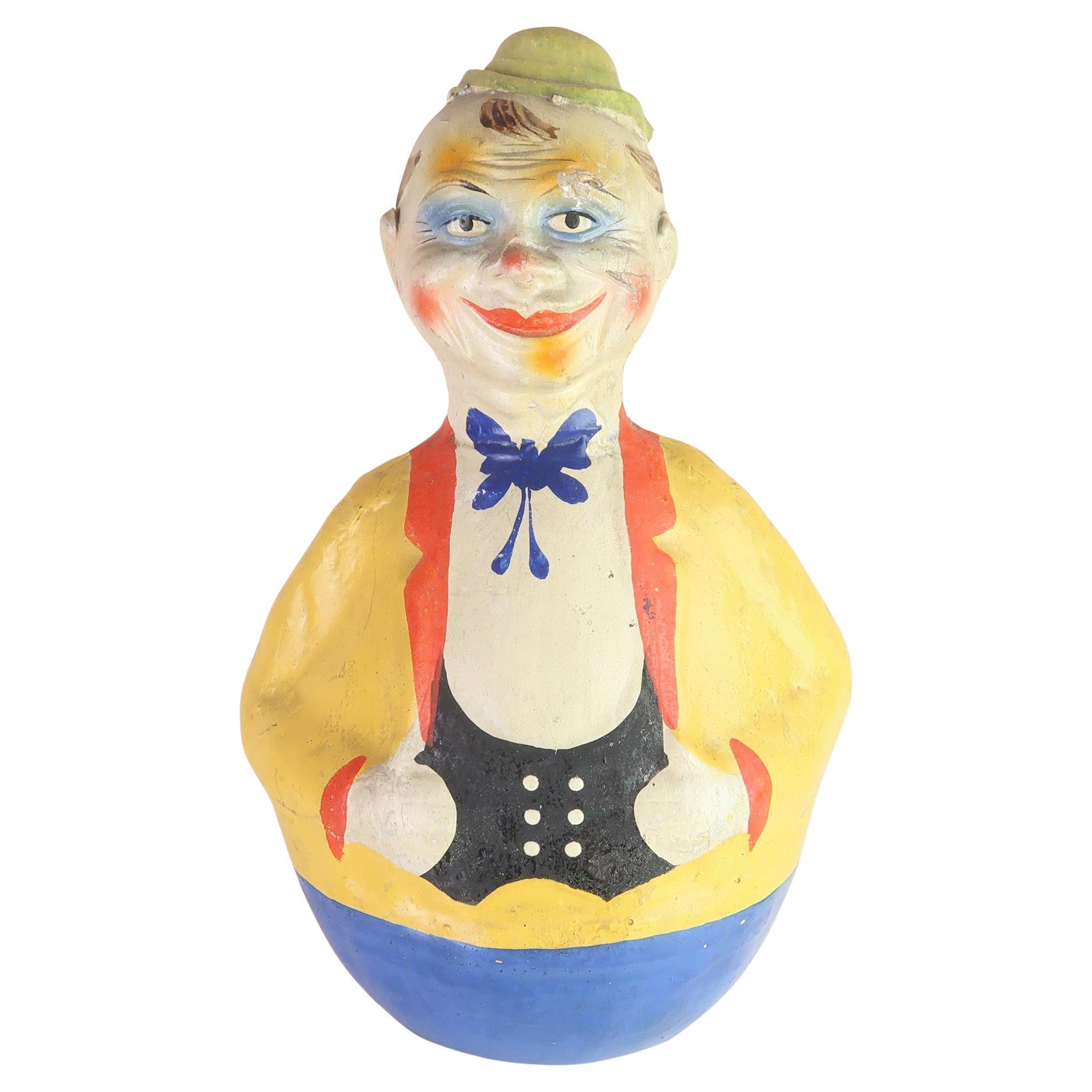 Vintage Papier Mache Rocking Toy Clown Figure. 1920's. For Sale