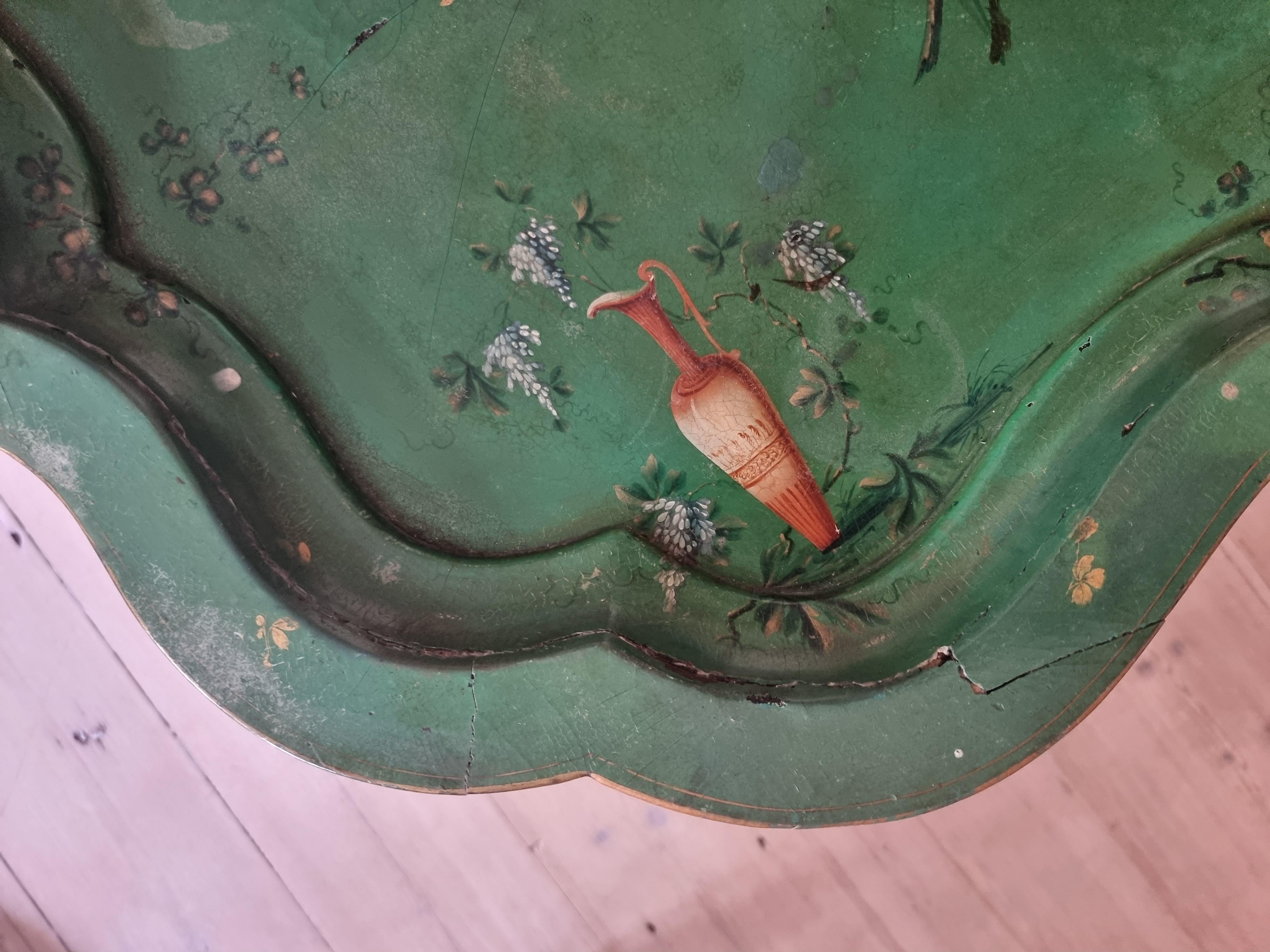 Vintage Papier Mache Tray Table with Faux Bamboo legs, England Mid 19th
