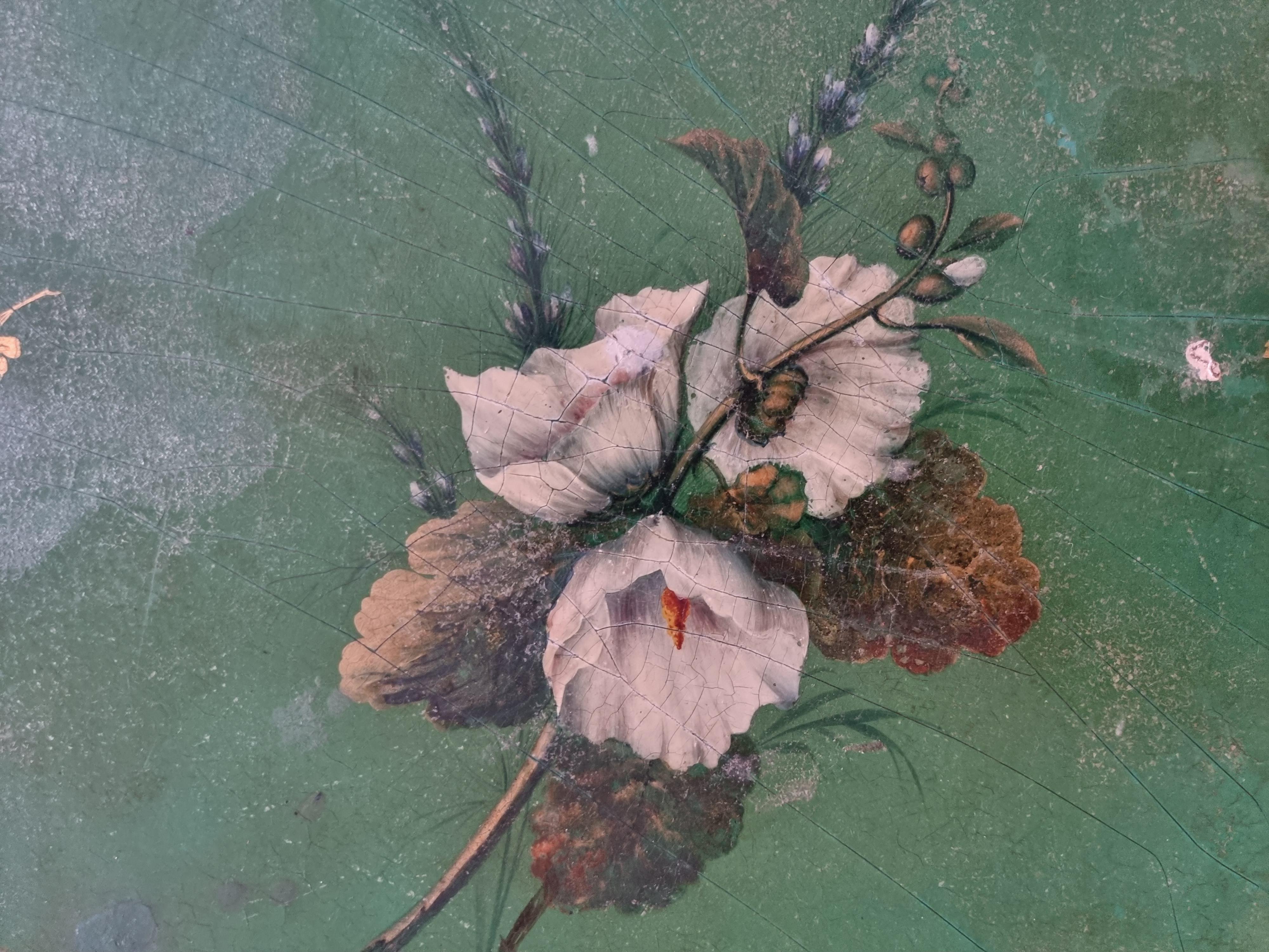 Vintage Papier Mache Tray Table with Faux Bamboo legs, England Mid 19th