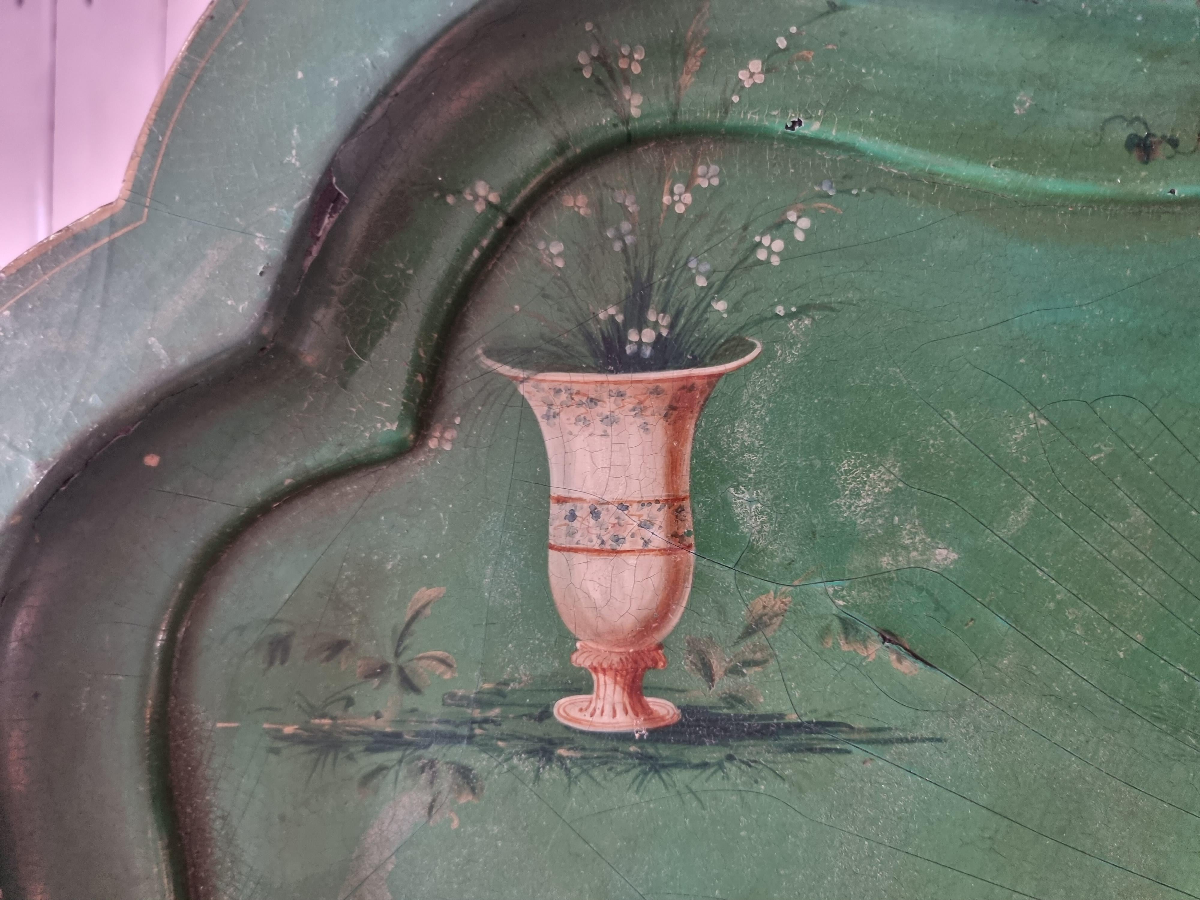 Vintage Papier Mache Tray Table with Faux Bamboo legs, England Mid 19th