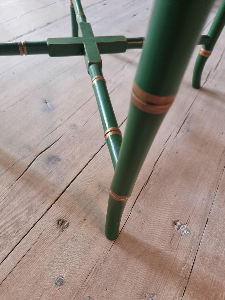 Vintage Papier Mache Tray Table with Faux Bamboo legs, England Mid 19th