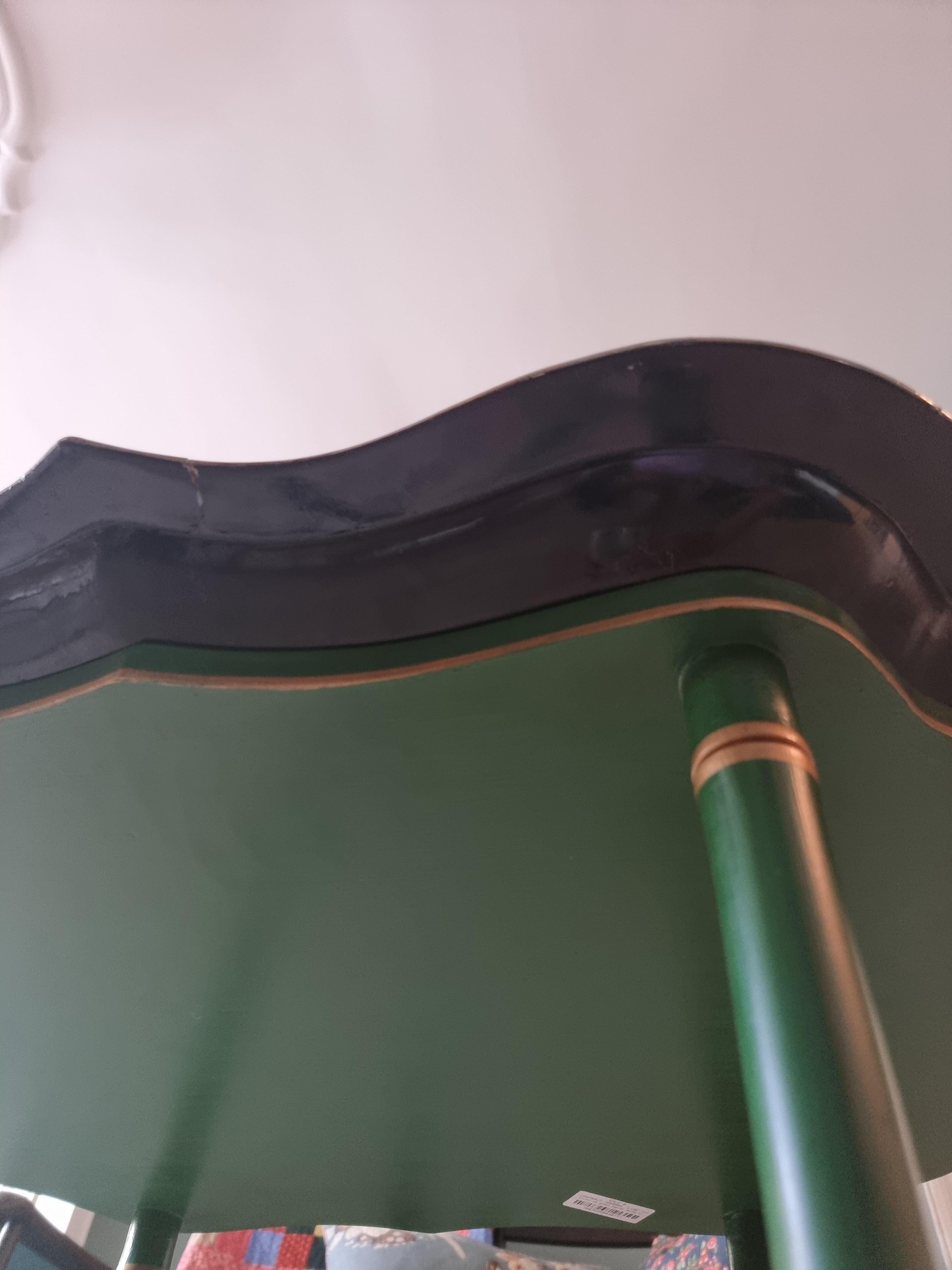 Vintage Papier Mache Tray Table with Faux Bamboo legs, England Mid 19th