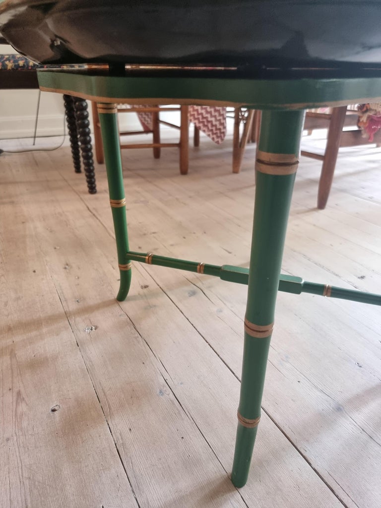 Vintage Papier Mache Tray Table with Faux Bamboo legs, England Mid 19th