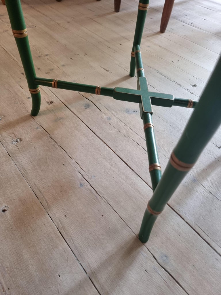 Vintage Papier Mache Tray Table with Faux Bamboo legs, England Mid 19th
