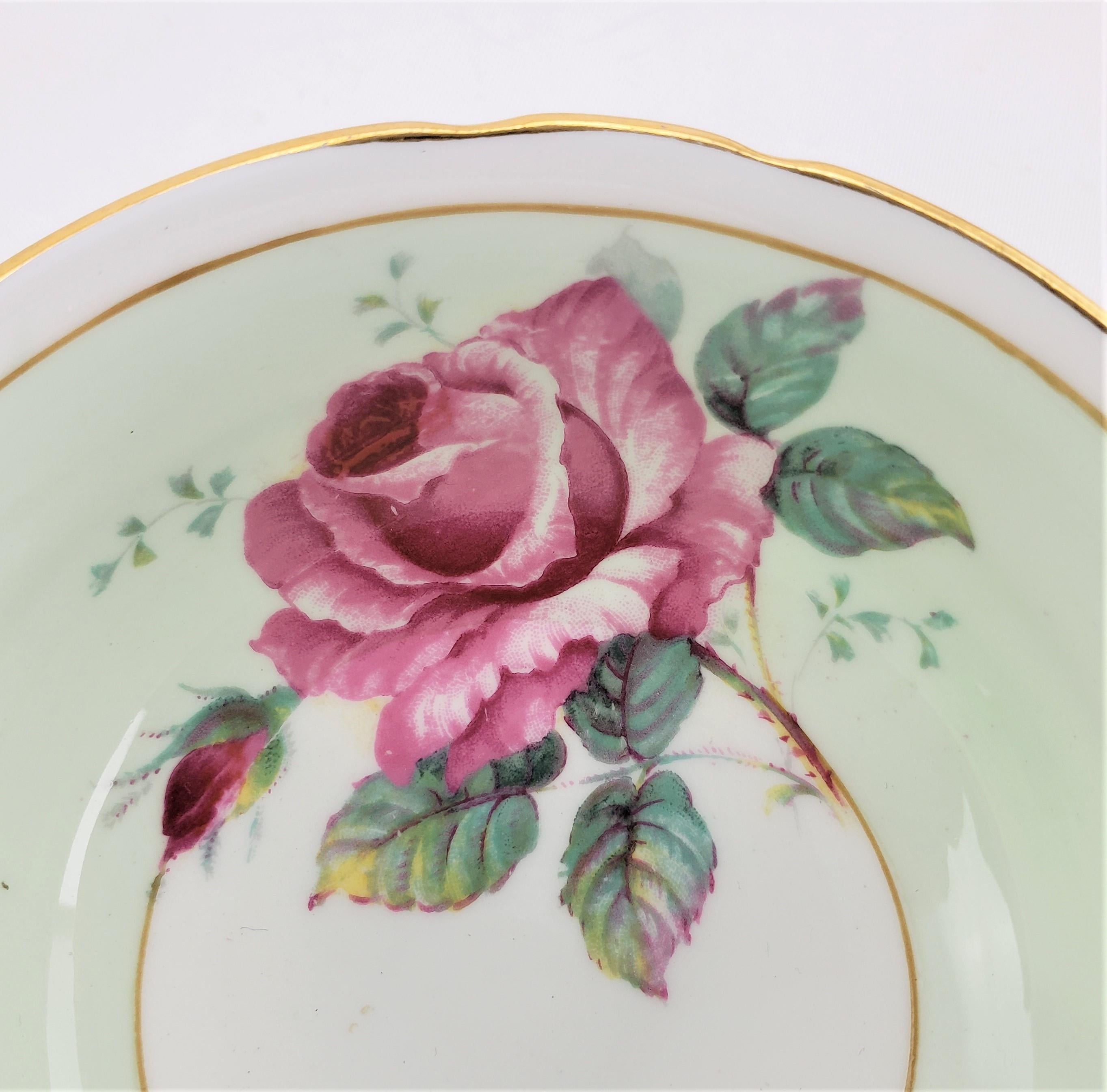 Porcelain Vintage Paragon Double Warrant Bone China Teacup & Saucer with Red Cabbage Rose For Sale