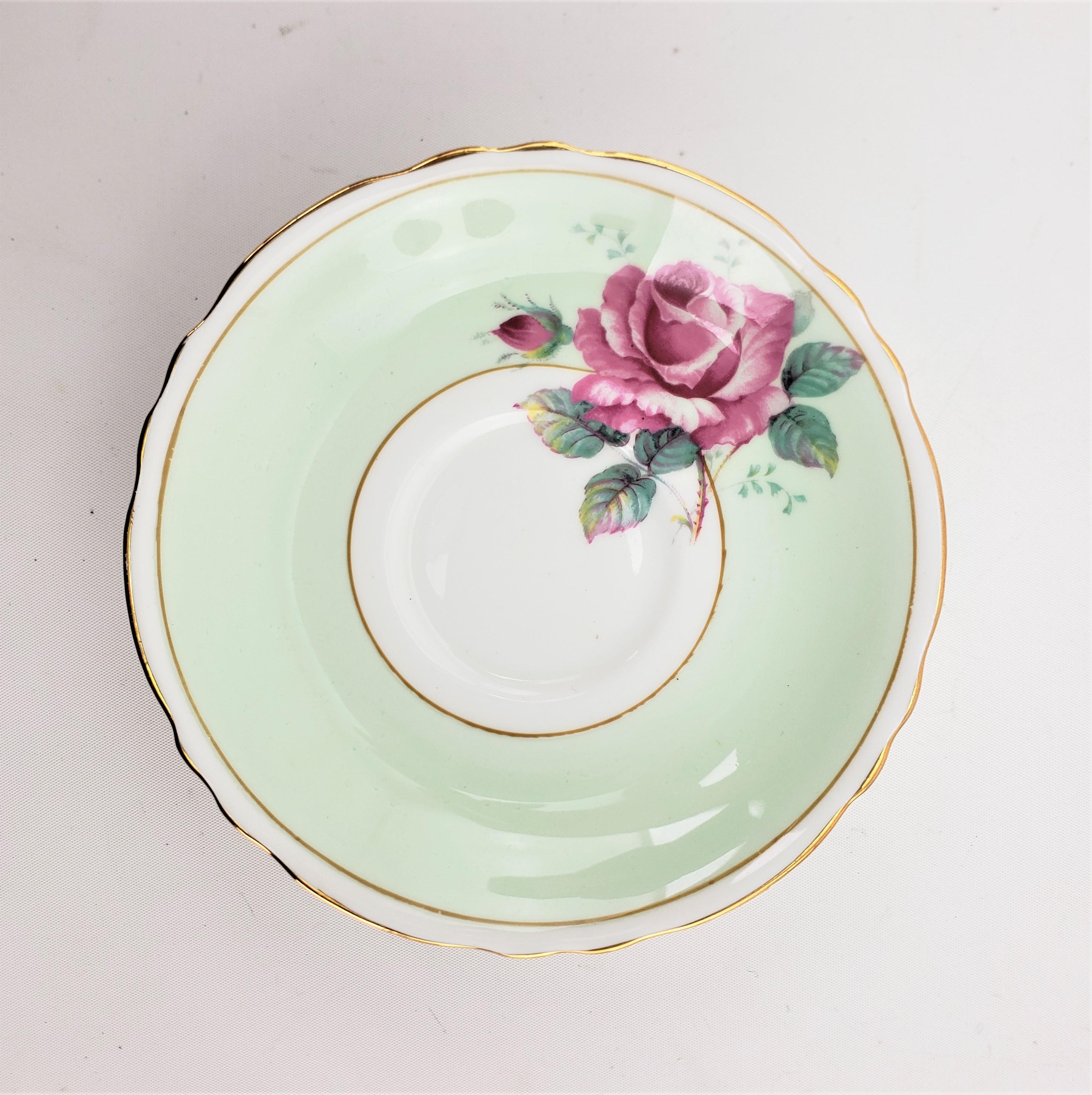 Vintage Paragon Double Warrant Bone China Teacup & Saucer with Red Cabbage Rose In Good Condition For Sale In Hamilton, Ontario